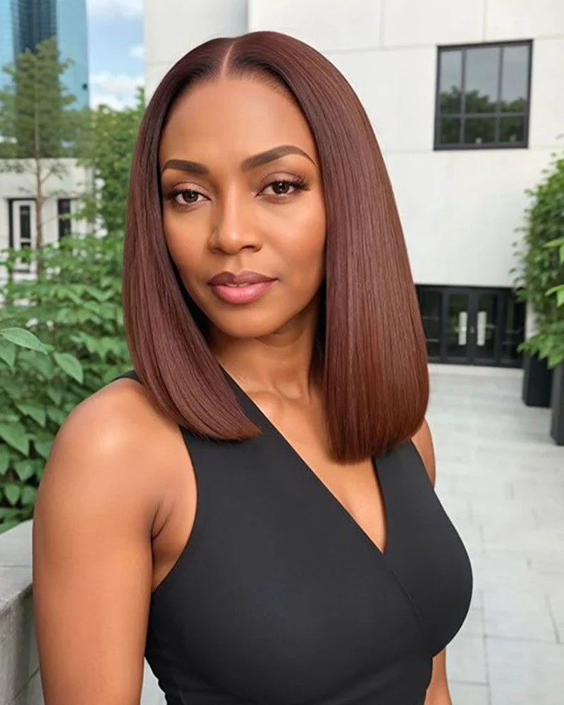 Ophirawig 13x4 lace Chocolate Brown Straight Bob Wig Pre-cut Lace Beginner Friendly