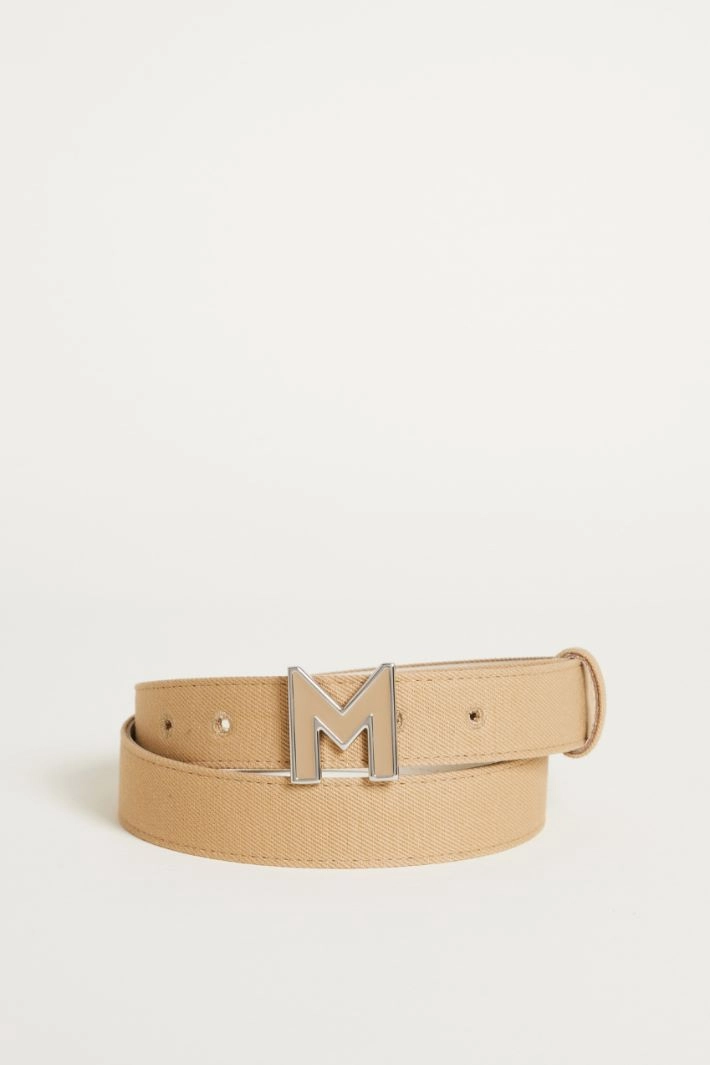 Cotton and linen canvas belt - BEIGE