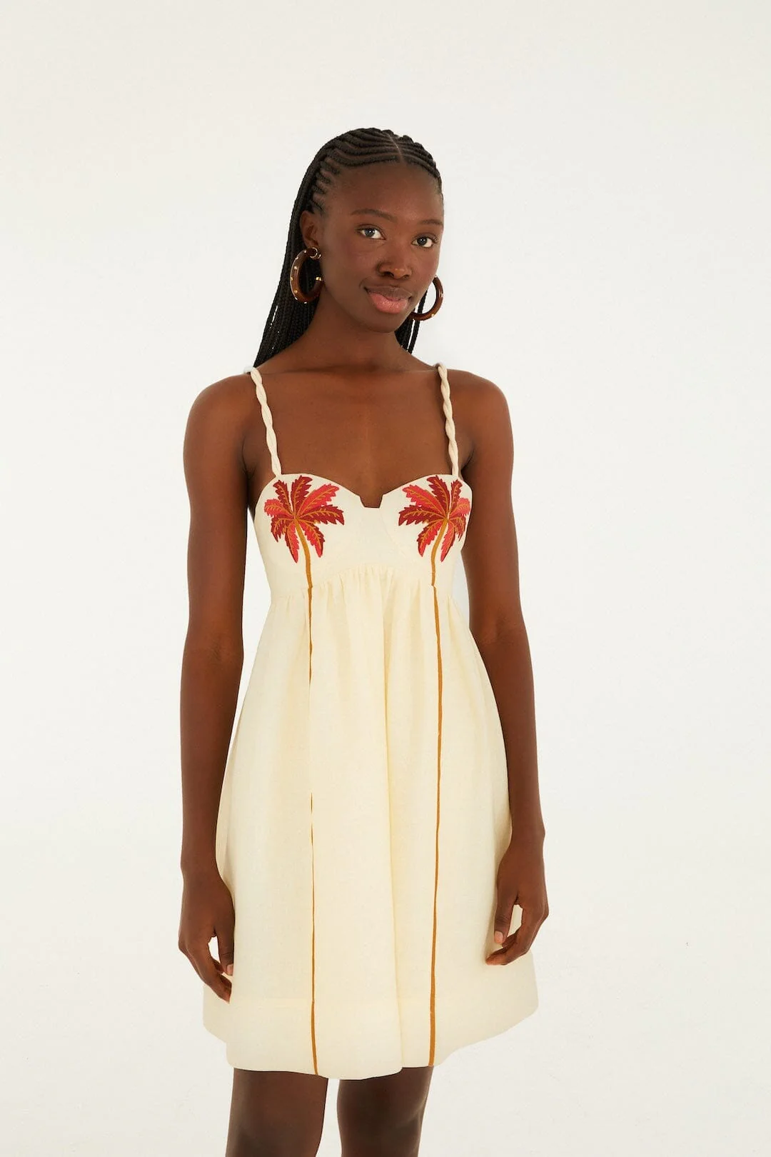 Off-White Coconut Tree Embroidered Mini Dress