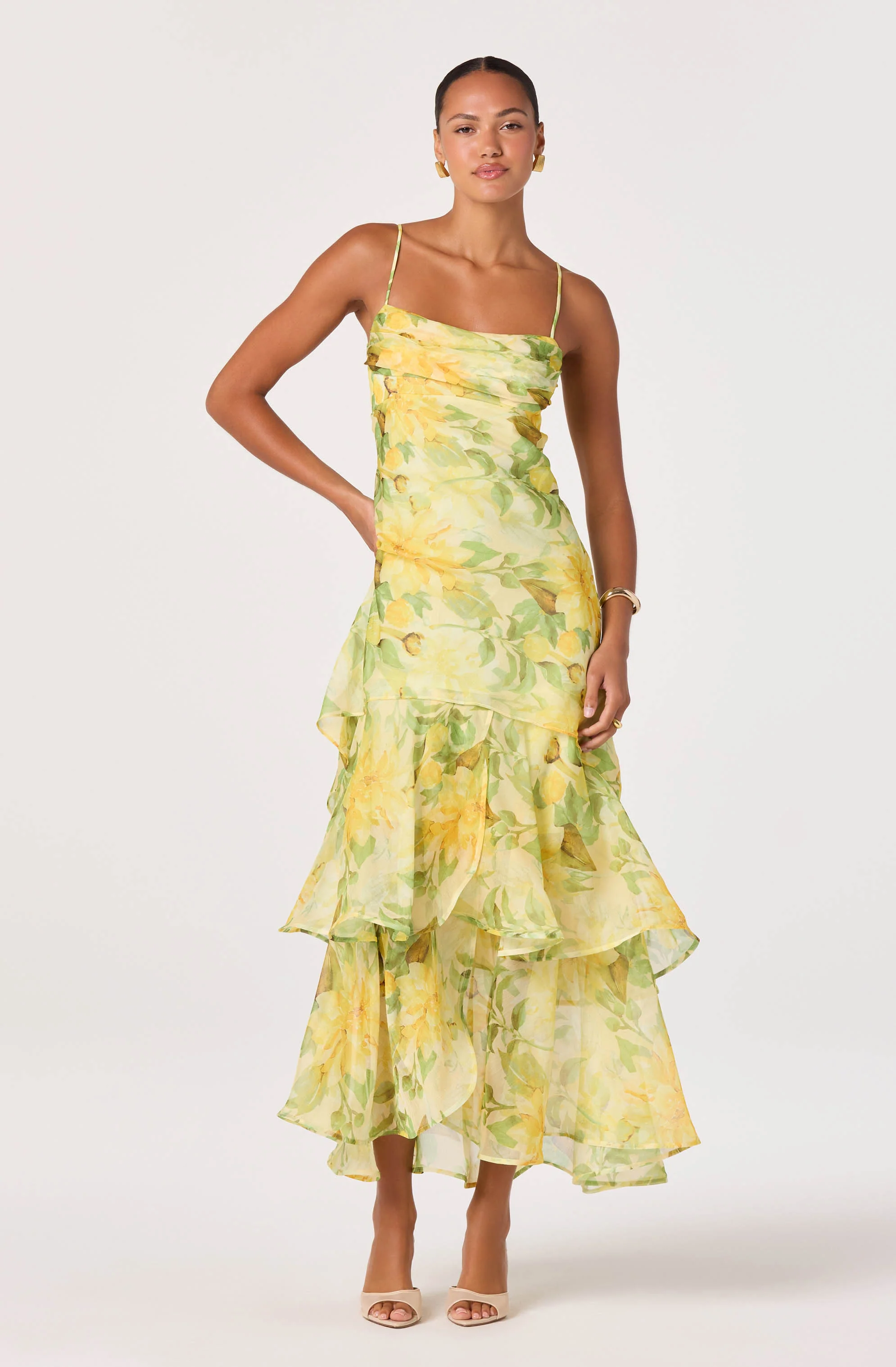 Alison Floral Tiered Drop-Waist Maxi Dress