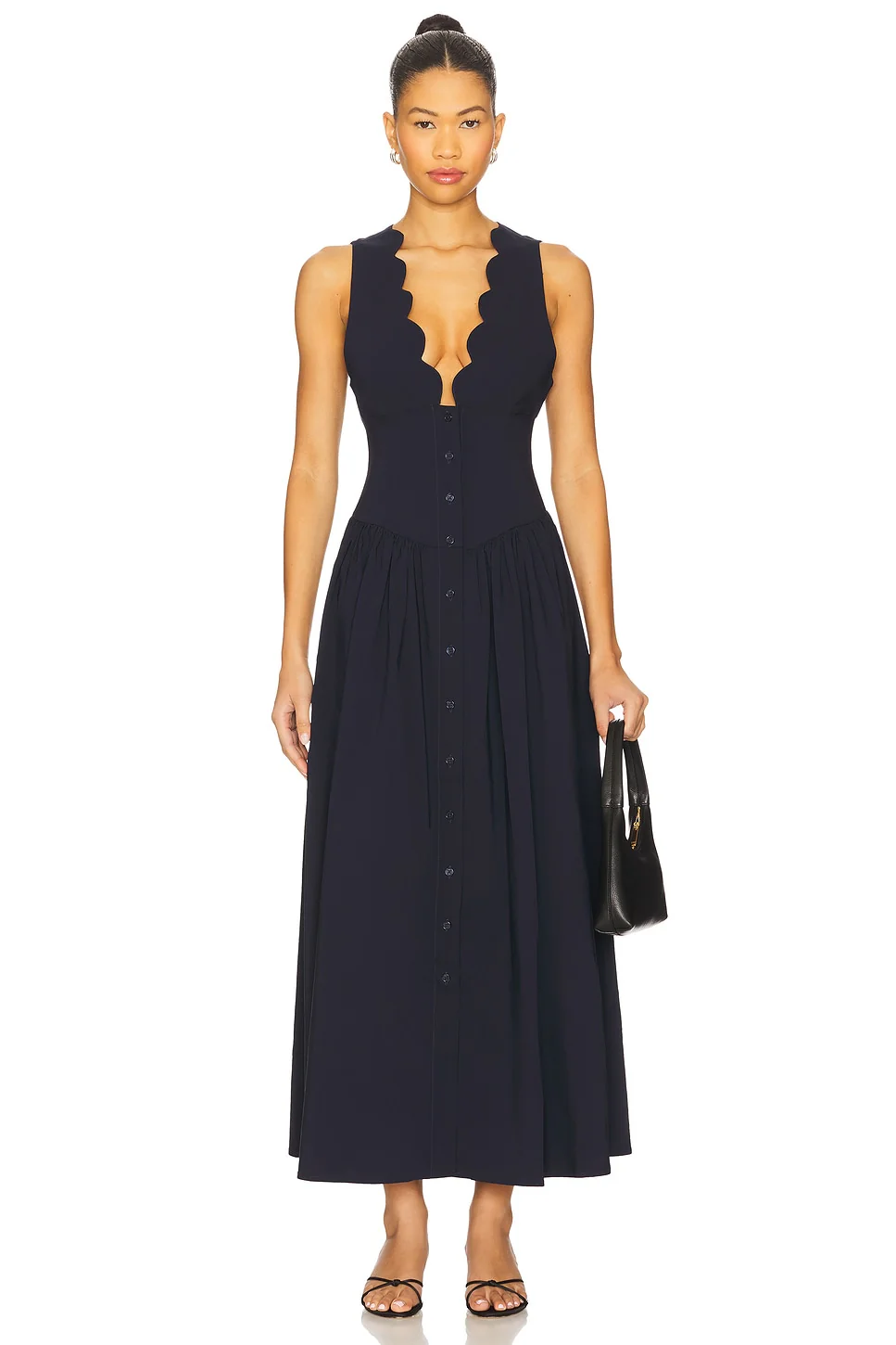 Button Front Scallop Dress