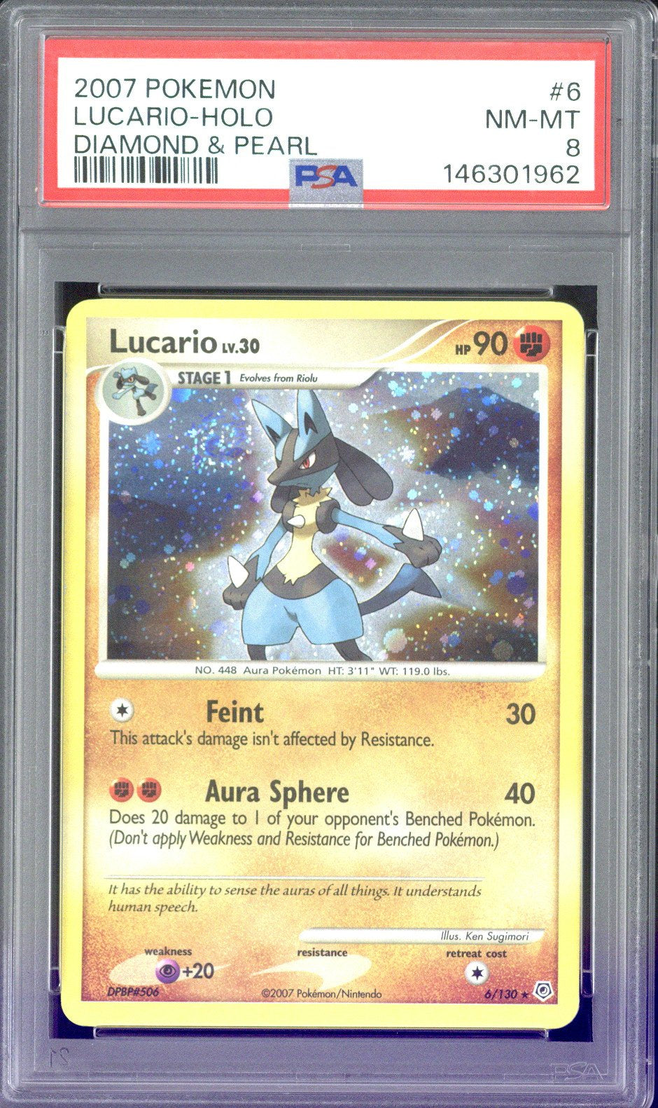2007 Pokemon Lucario - Holo Diamond & Pearl #6 PSA 8