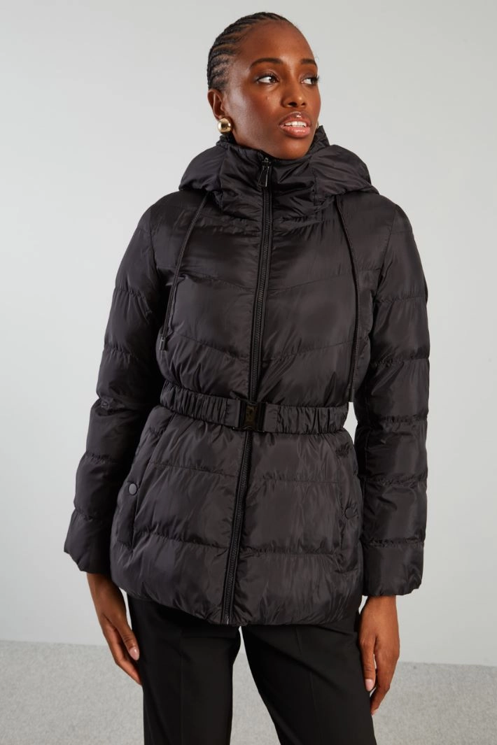 Belted down jacket - BLACK