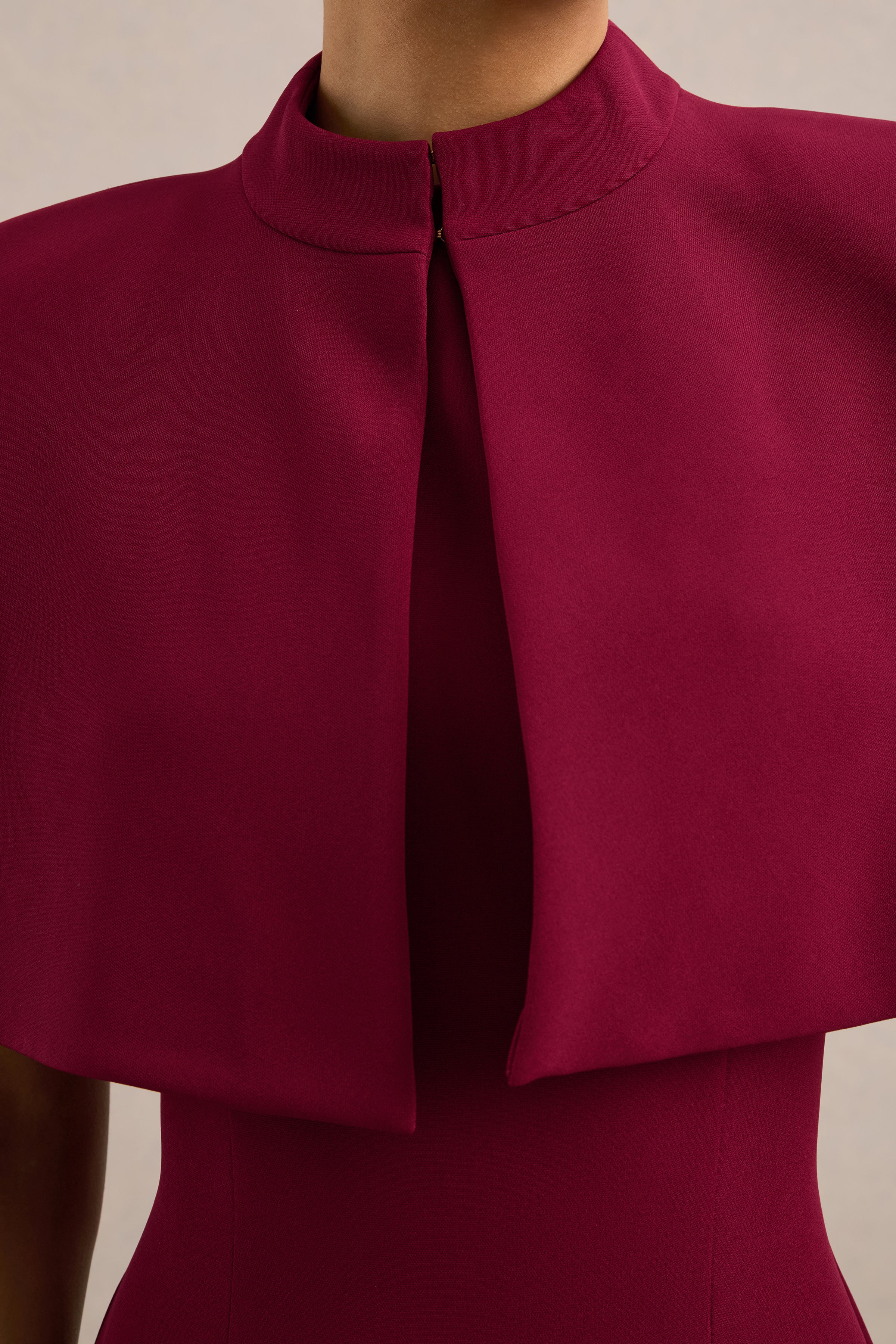 Deva | Burgundy High Neck Short Sleeve Cape