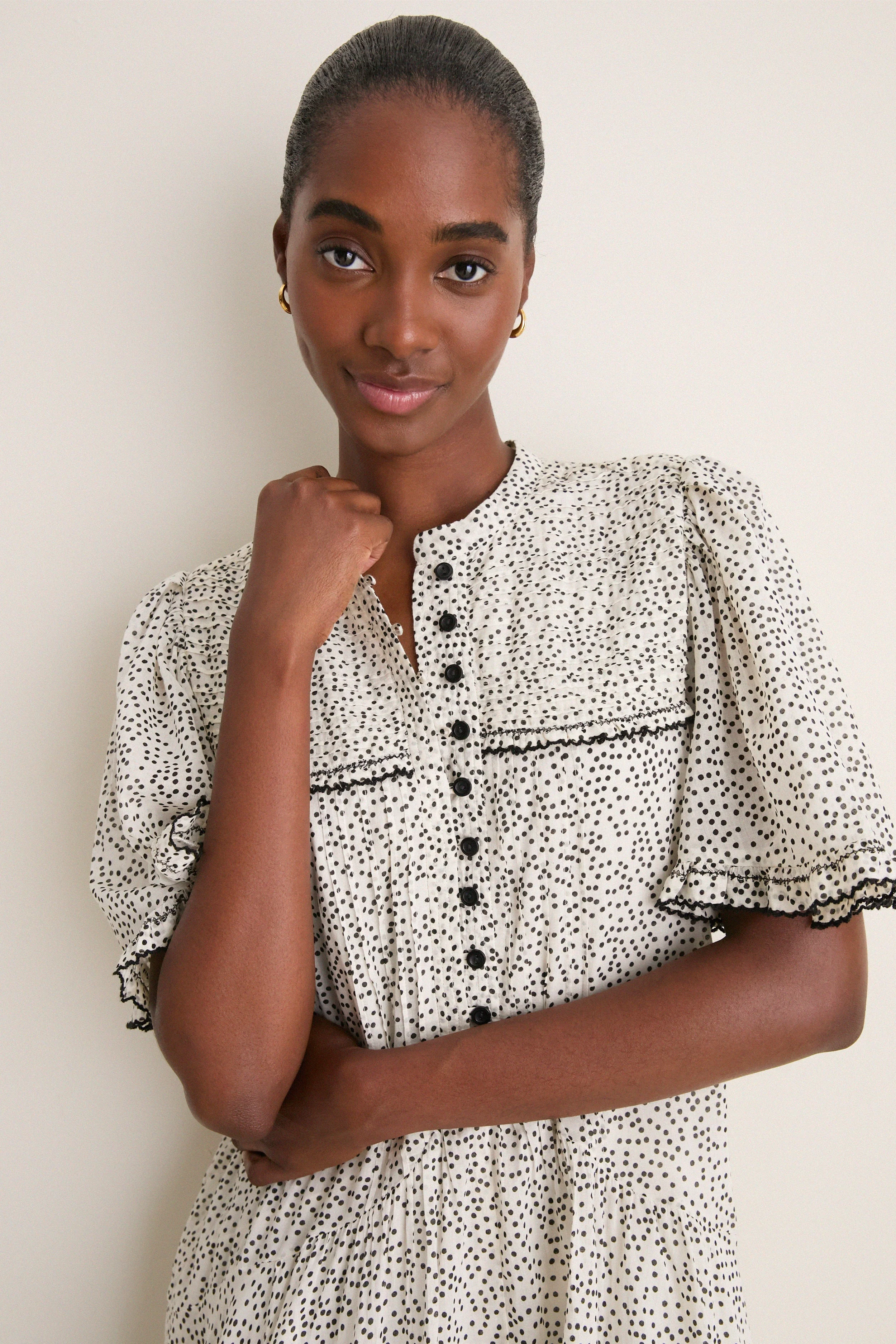 Ecru and Black Daynia Dress
