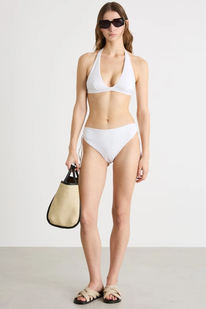Jersey drawstring bikini bottoms - WHITE