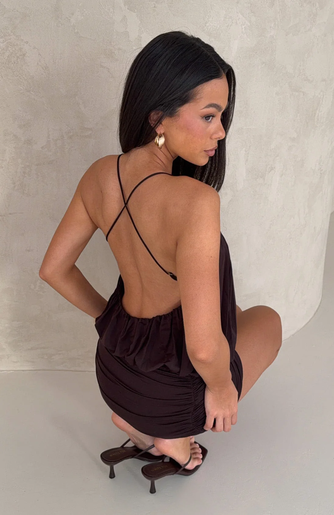 Bound To Slay Mini Dress Chocolate