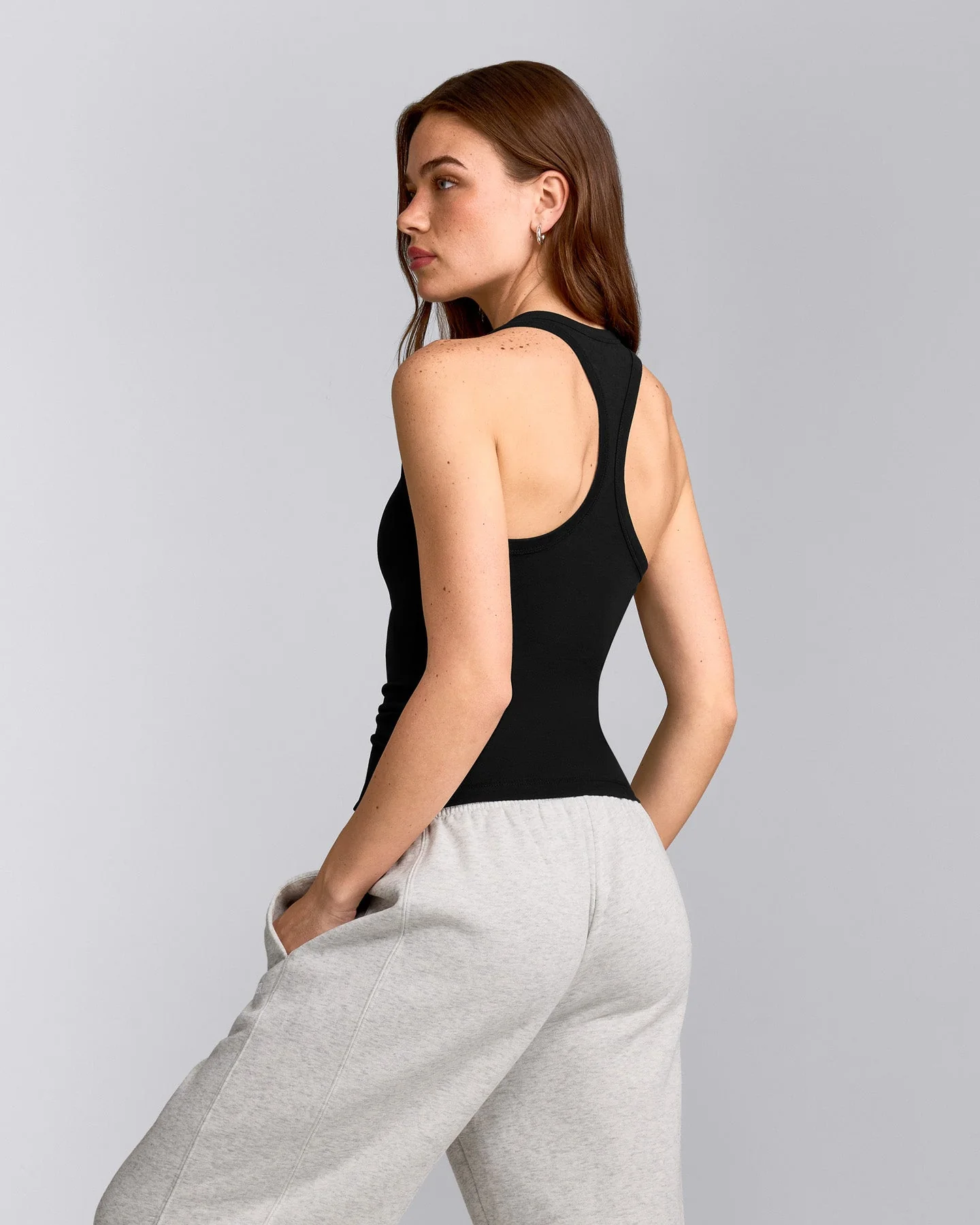 Cotton Fitted Vest with Grey Logo | Black