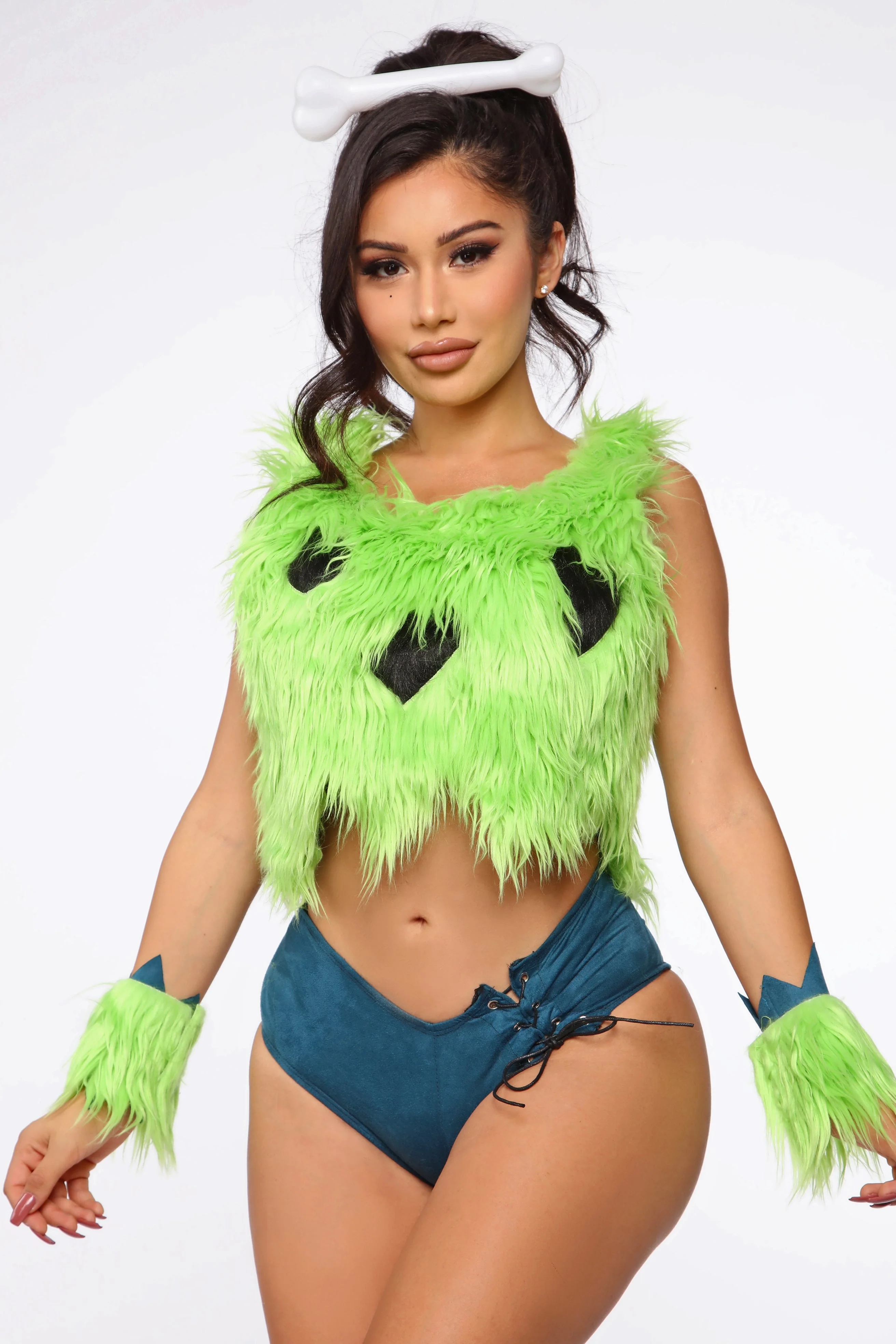 Pebble Bedrock Baby 4 Piece Costume Set - Green/combo