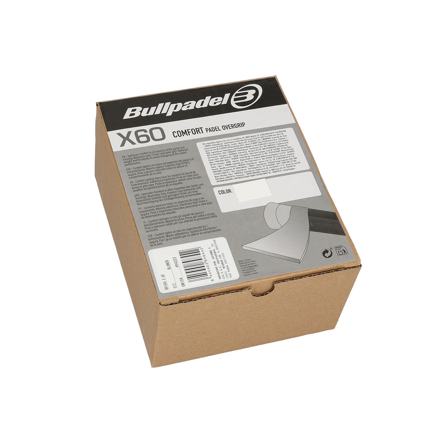 BOX 60 OVERGRIPS BULLPADEL GB1606 WHITE