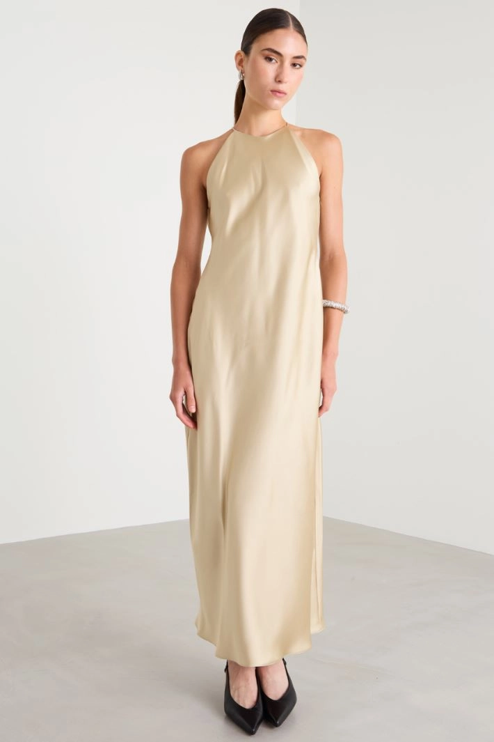 Long dress with halter neckline - GOLD