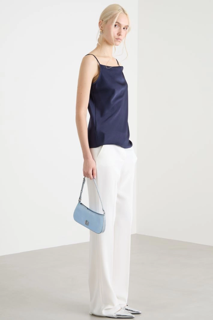 Fluid satin slip top - BLUE