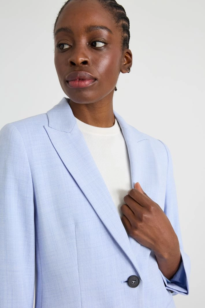 Basketweave melange blazer - PALE BLUE