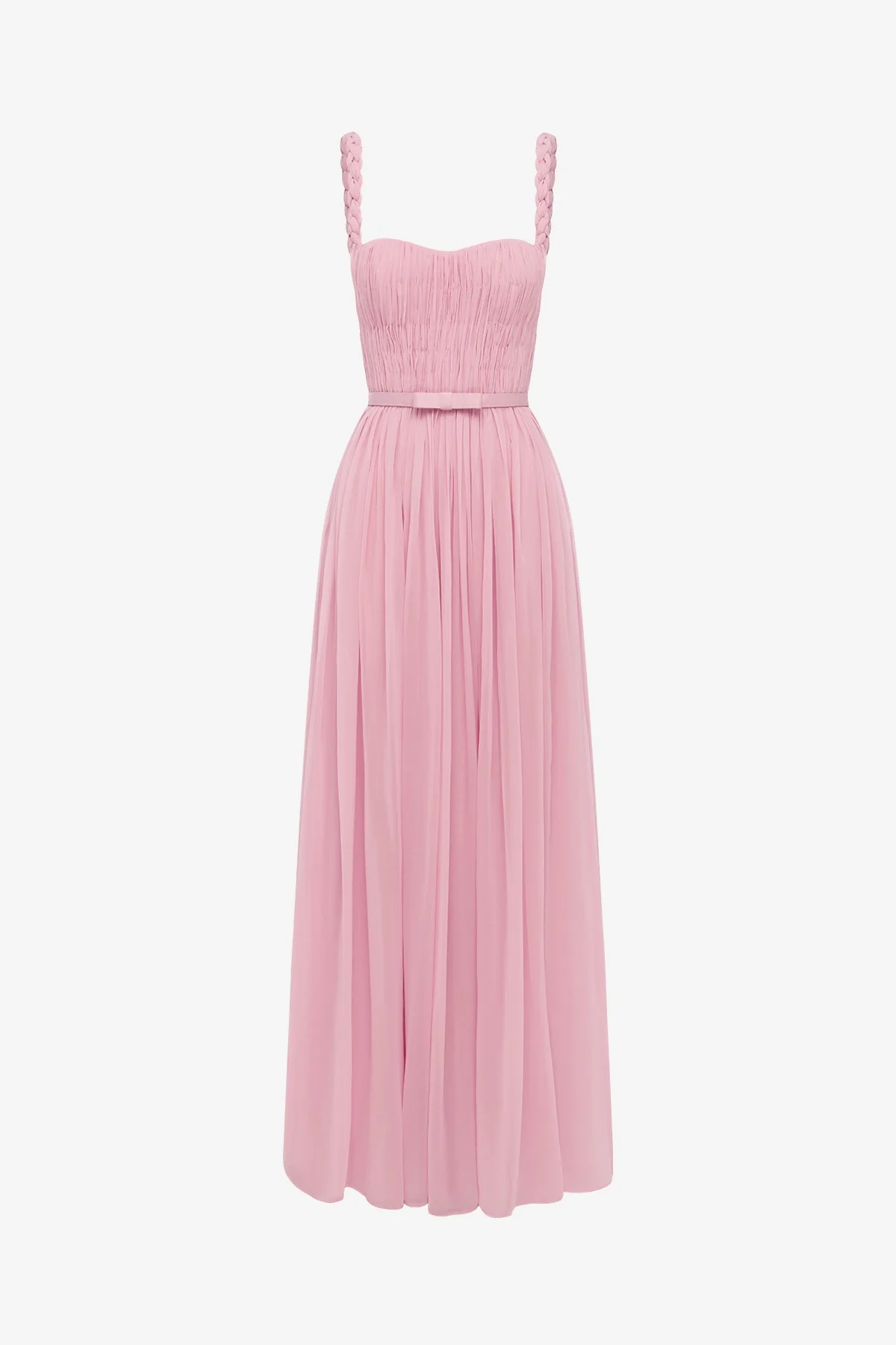 Angelina Ruffled Floor Length Dress - Pastel Pink
