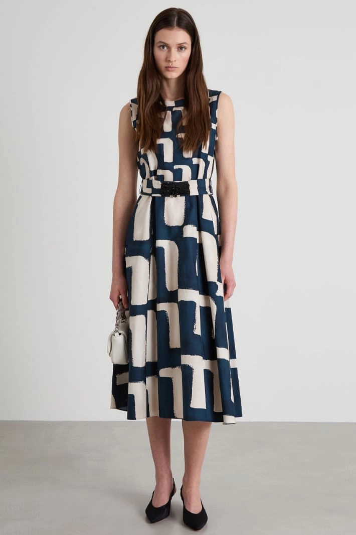 Cotton poplin dress - BLUE