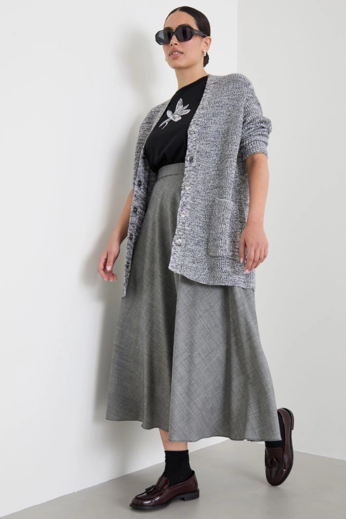Wool cardigan with rhinestones - GREY