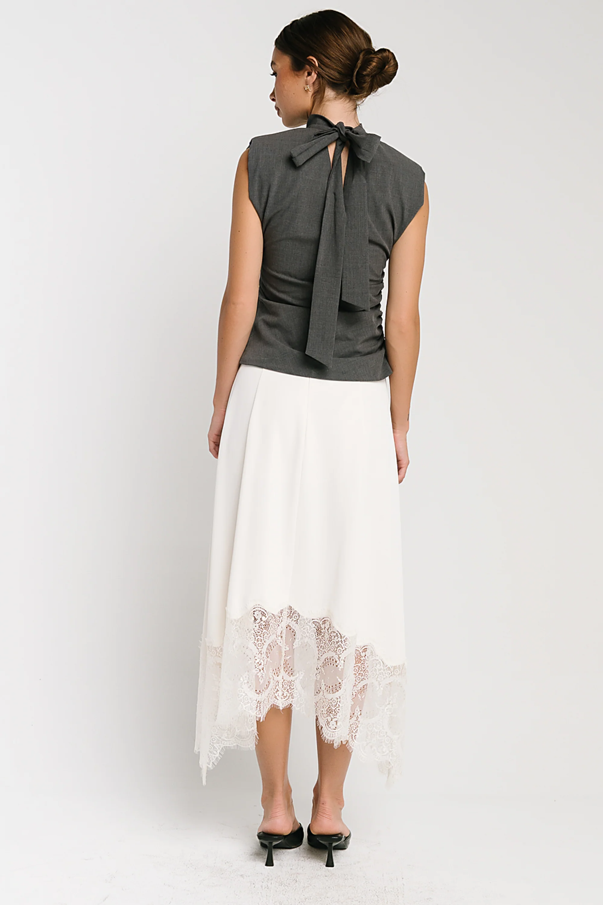 Rachelle Lace Midi Skirt in Cream