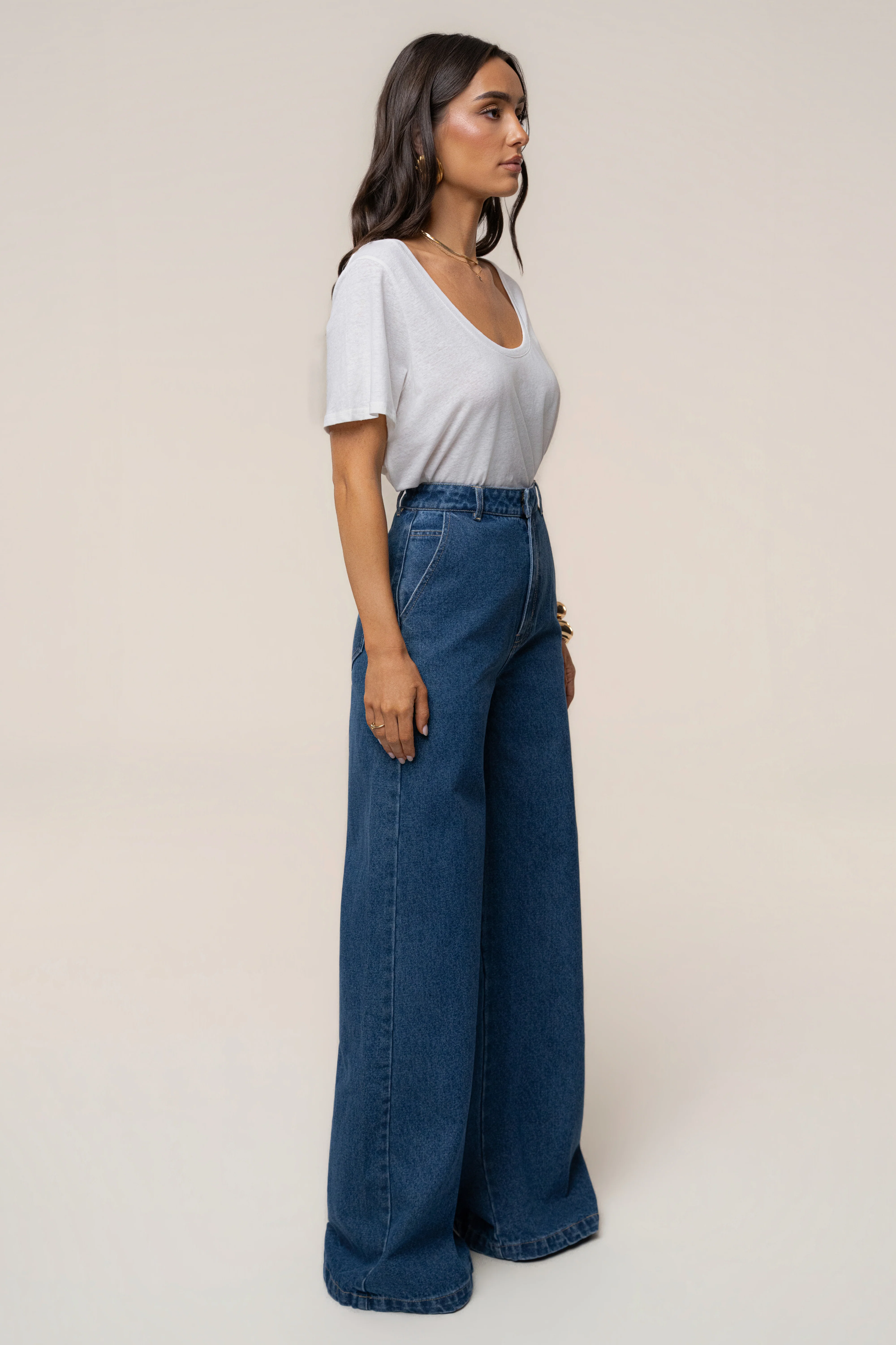 Medium Wash Wide Leg Denim Jean