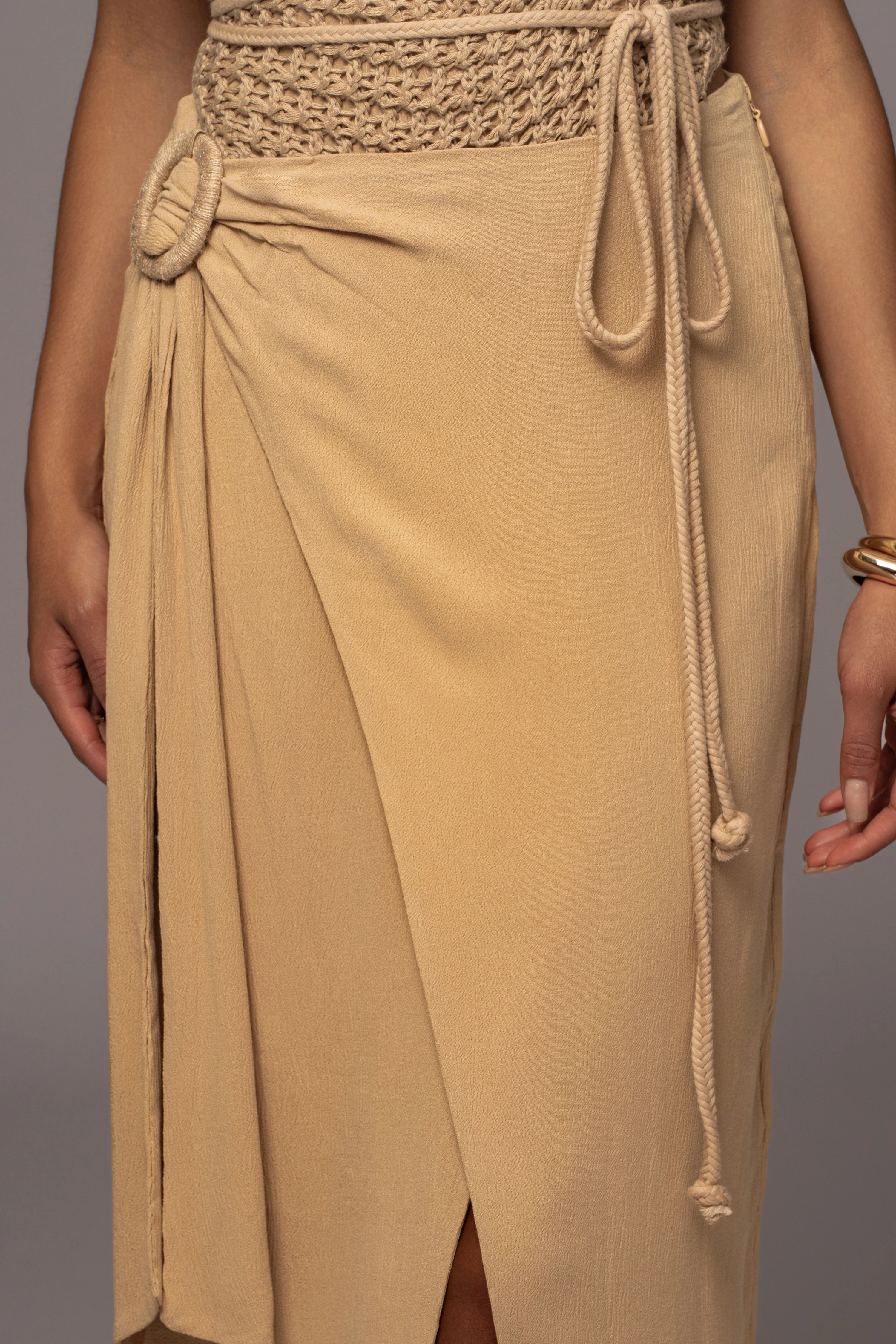 Khaki Athea Drape Maxi Skirt