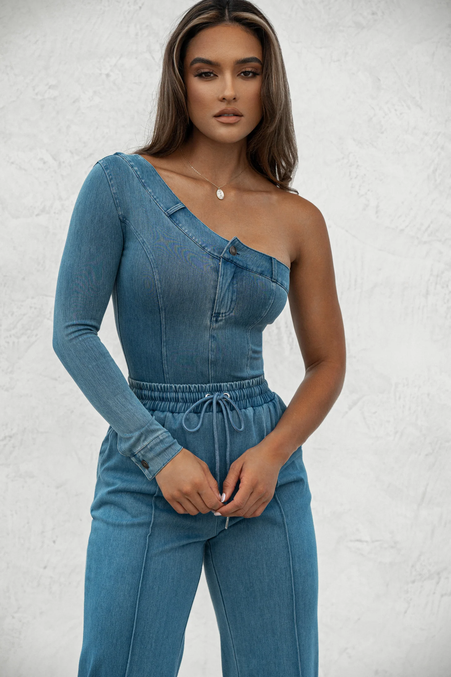 Medium Wash Button Me Up Bodysuit