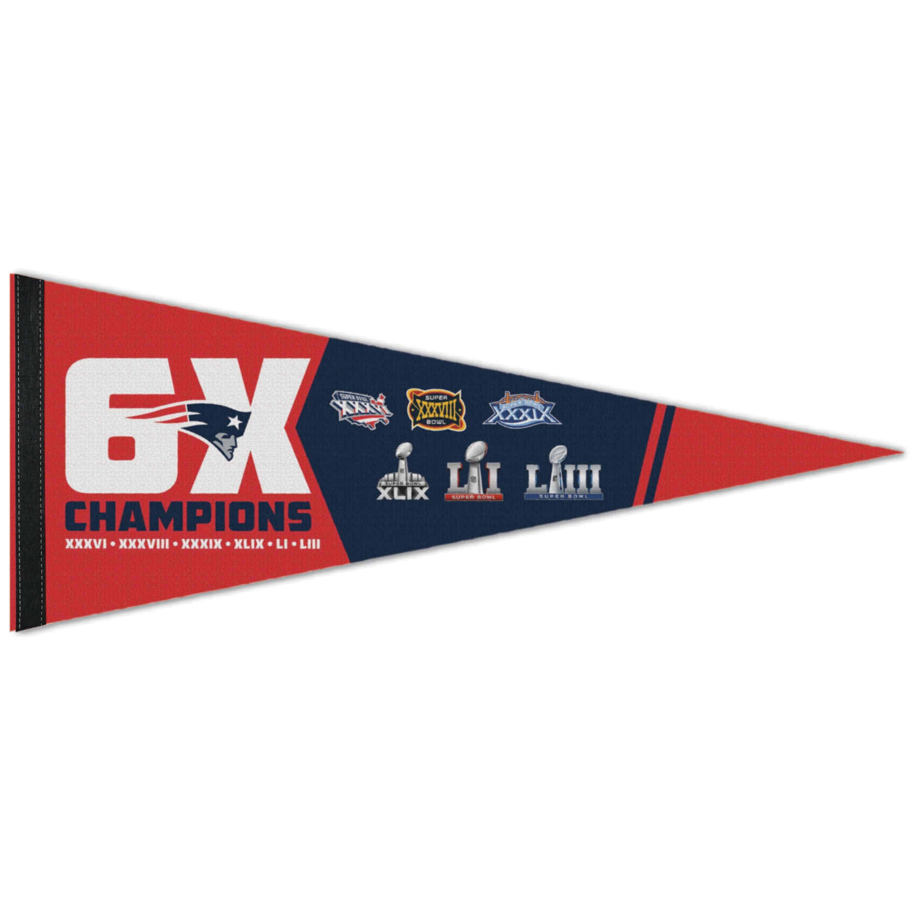 New England Patriots 6x Champions Premium NFL Pennant