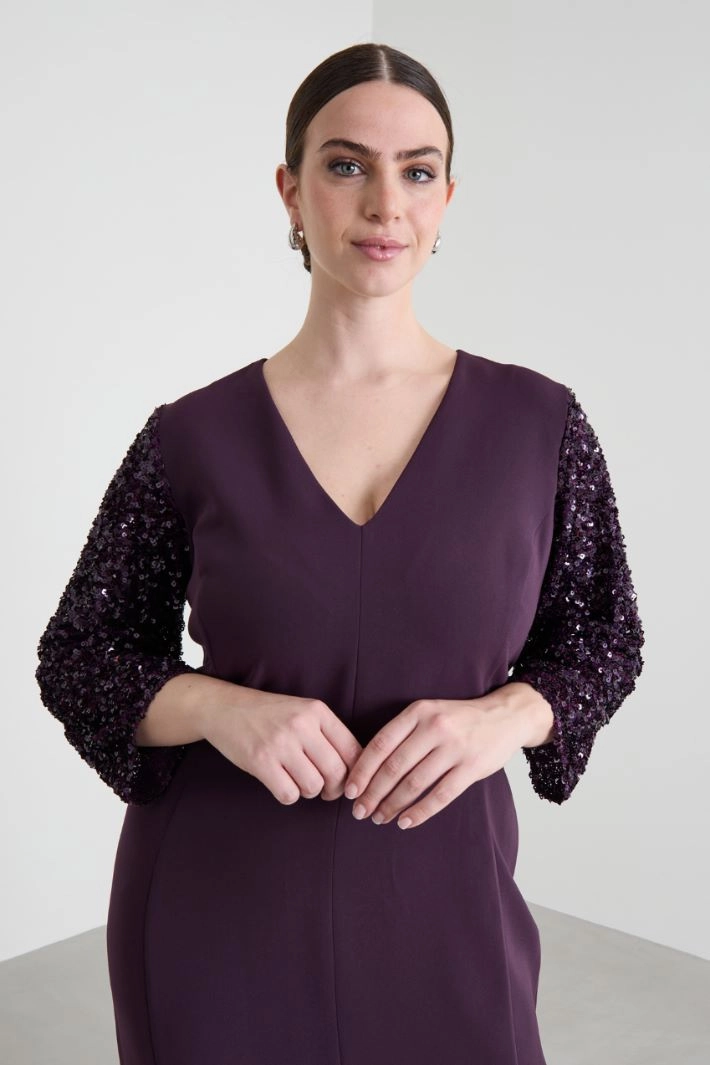 Cady and sequin dress - EGGPLANT