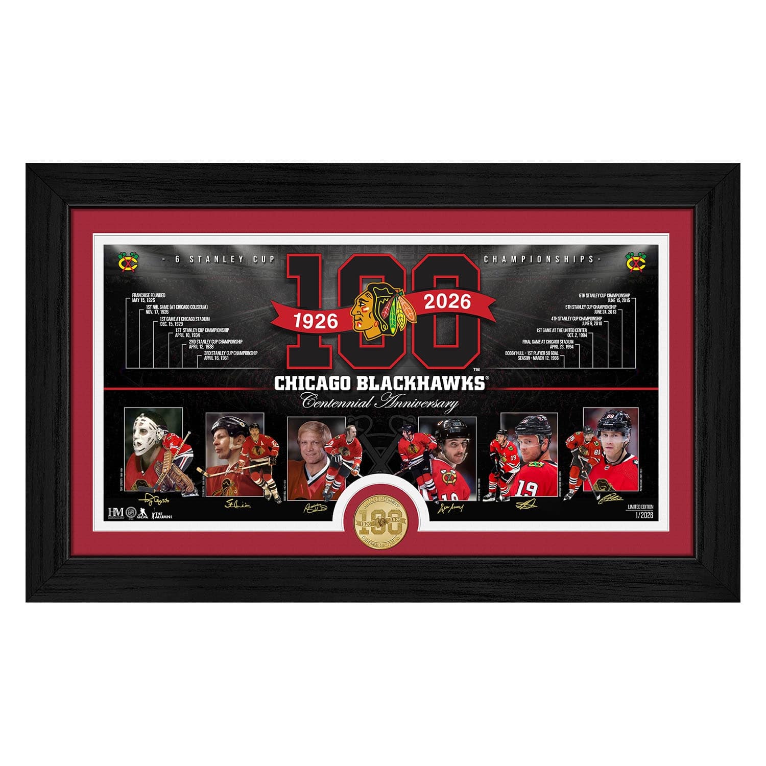 Chicago Blackhawks 100th Anniversary Bronze Coin Framed NHL Photo