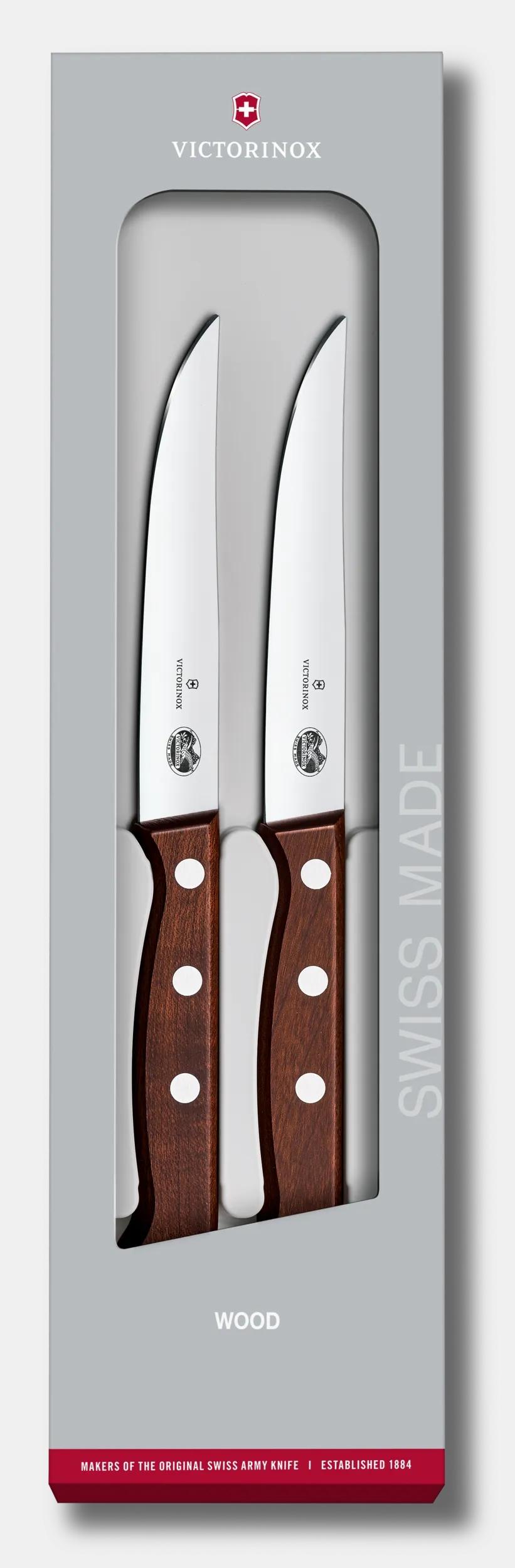 Wood Steak Knife Set, 2 pieces, 12 cm