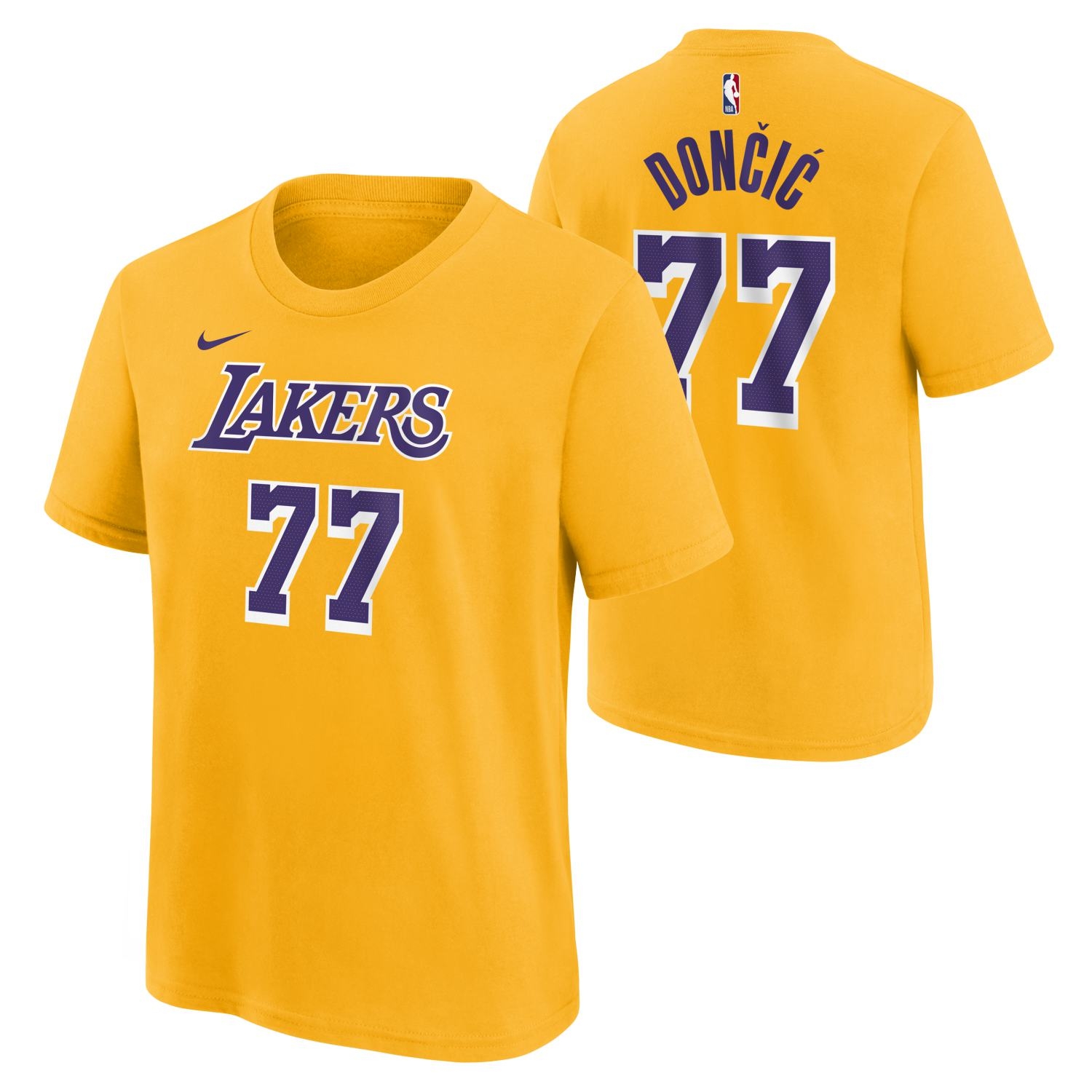 Luka Doncic #77 Los Angeles Lakers Nike Player NBA T-Shirt Yellow (YOUTH)