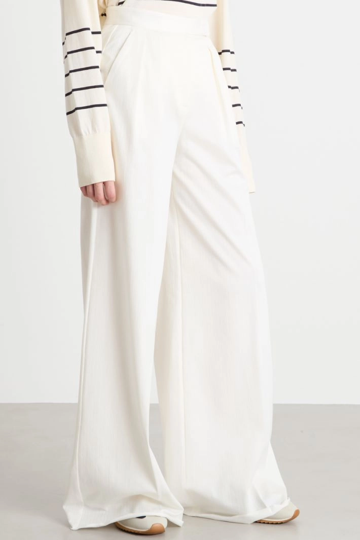 Jacquard pinstripe palazzo trousers - WHITE