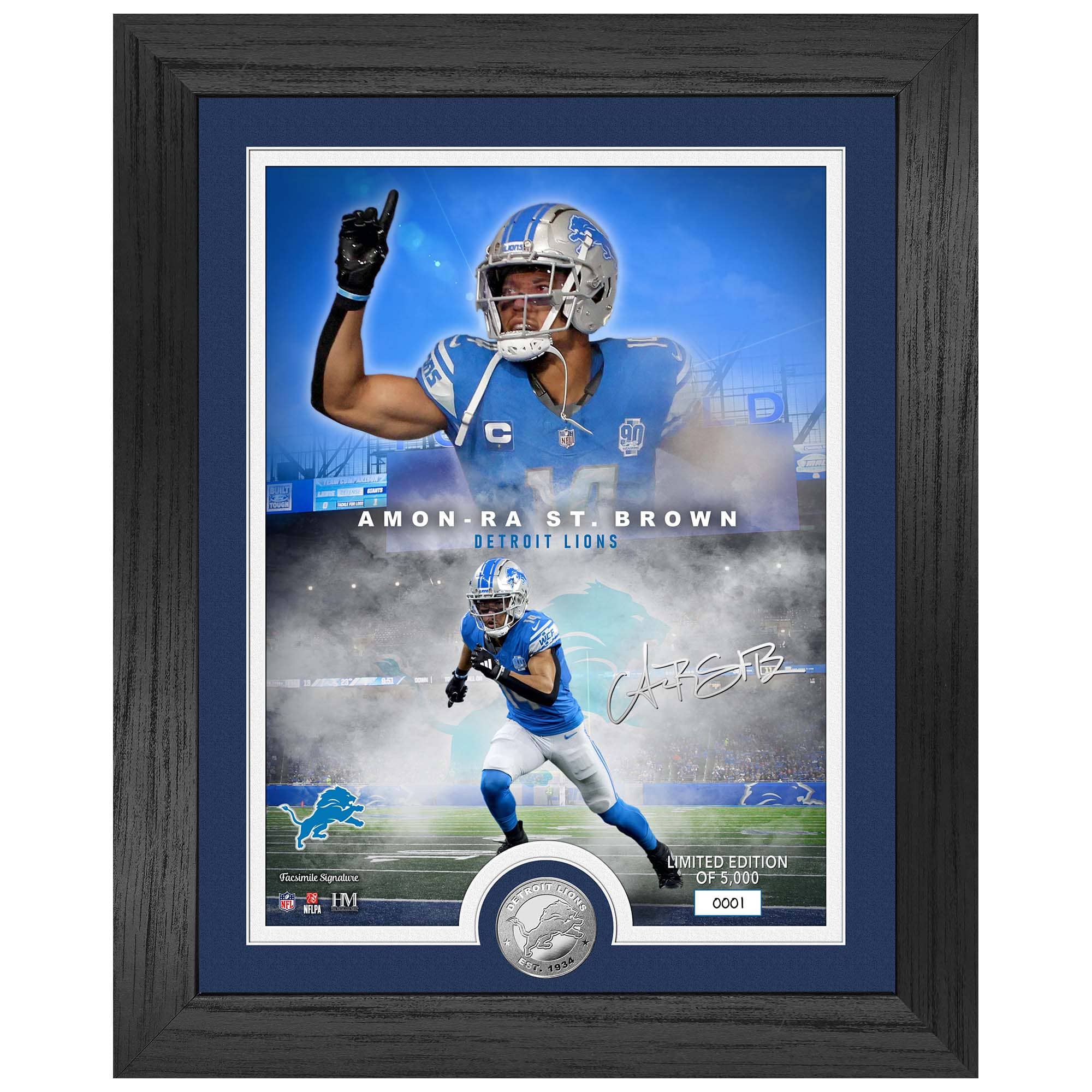 Amon-Ra St. Brown Detroit Lions Silver Coin Framed NFL Photo