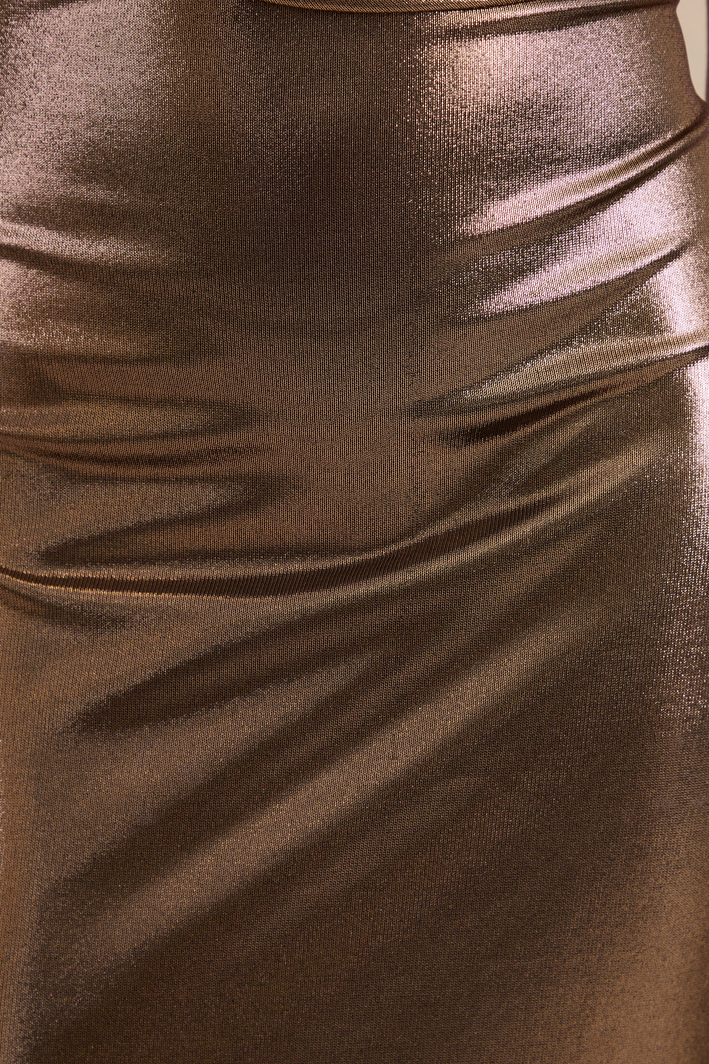Melitta | Gold Metallic Cowl Maxi Dress With Open Back