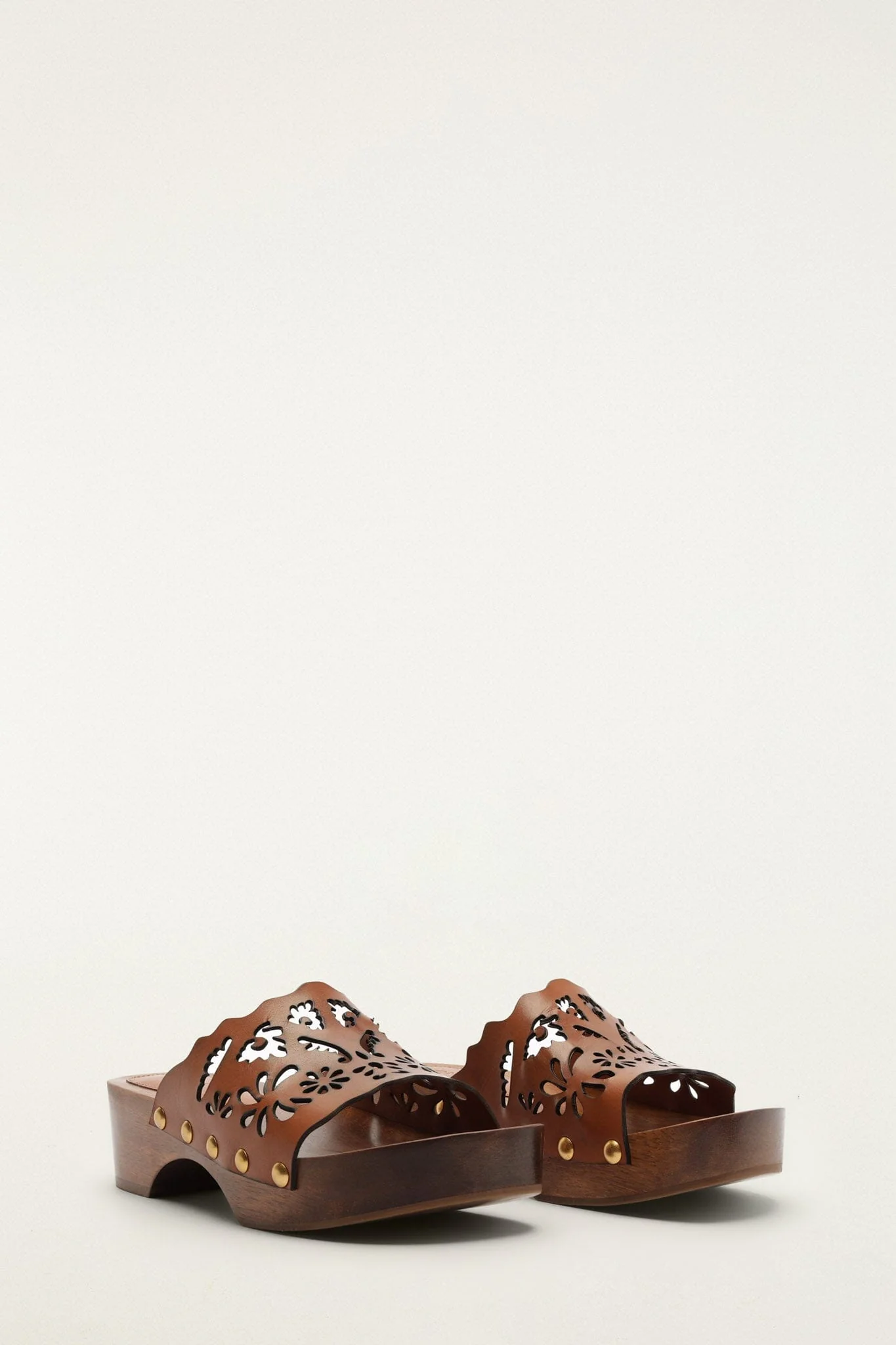 Brown Lace Leather Clog