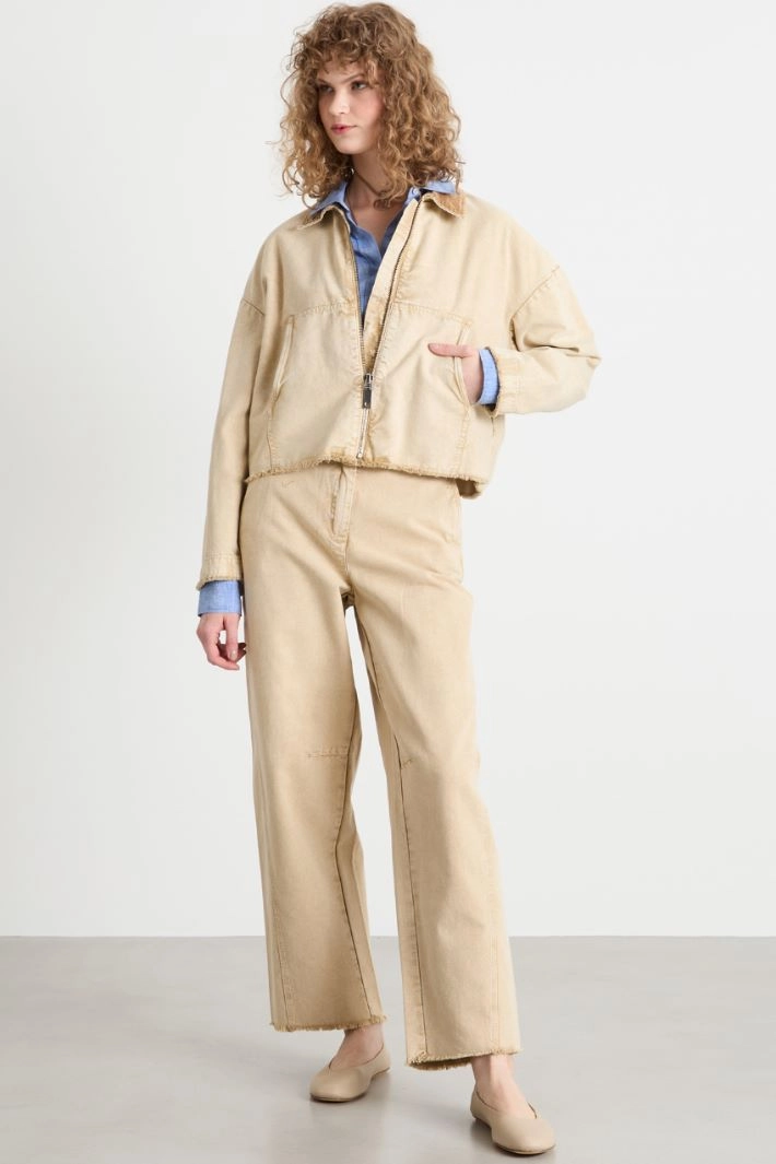 Canvas jacket with oversized pockets - BEIGE