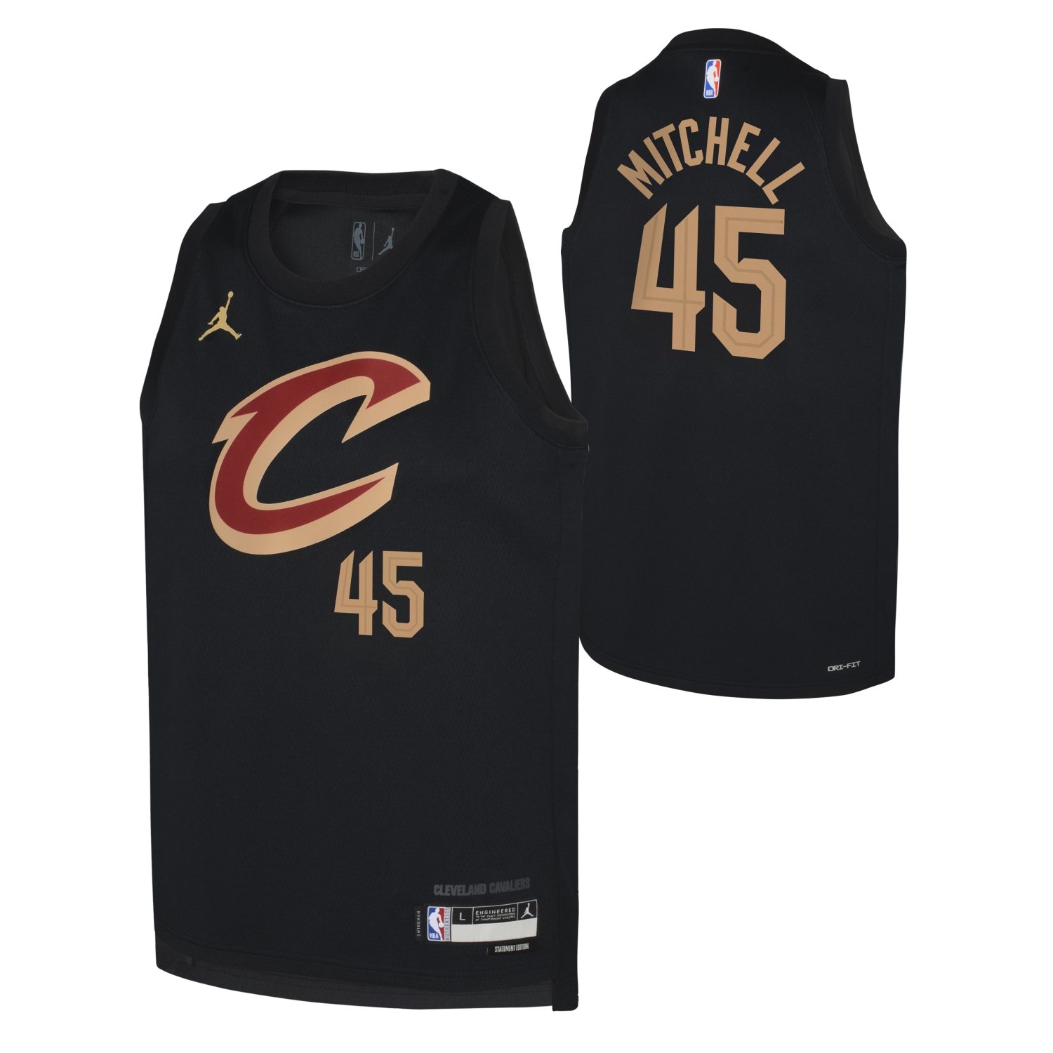 Donovan Mitchell #45 Cleveland Cavaliers Statement Swingman NBA Jersey Black (YOUTH)