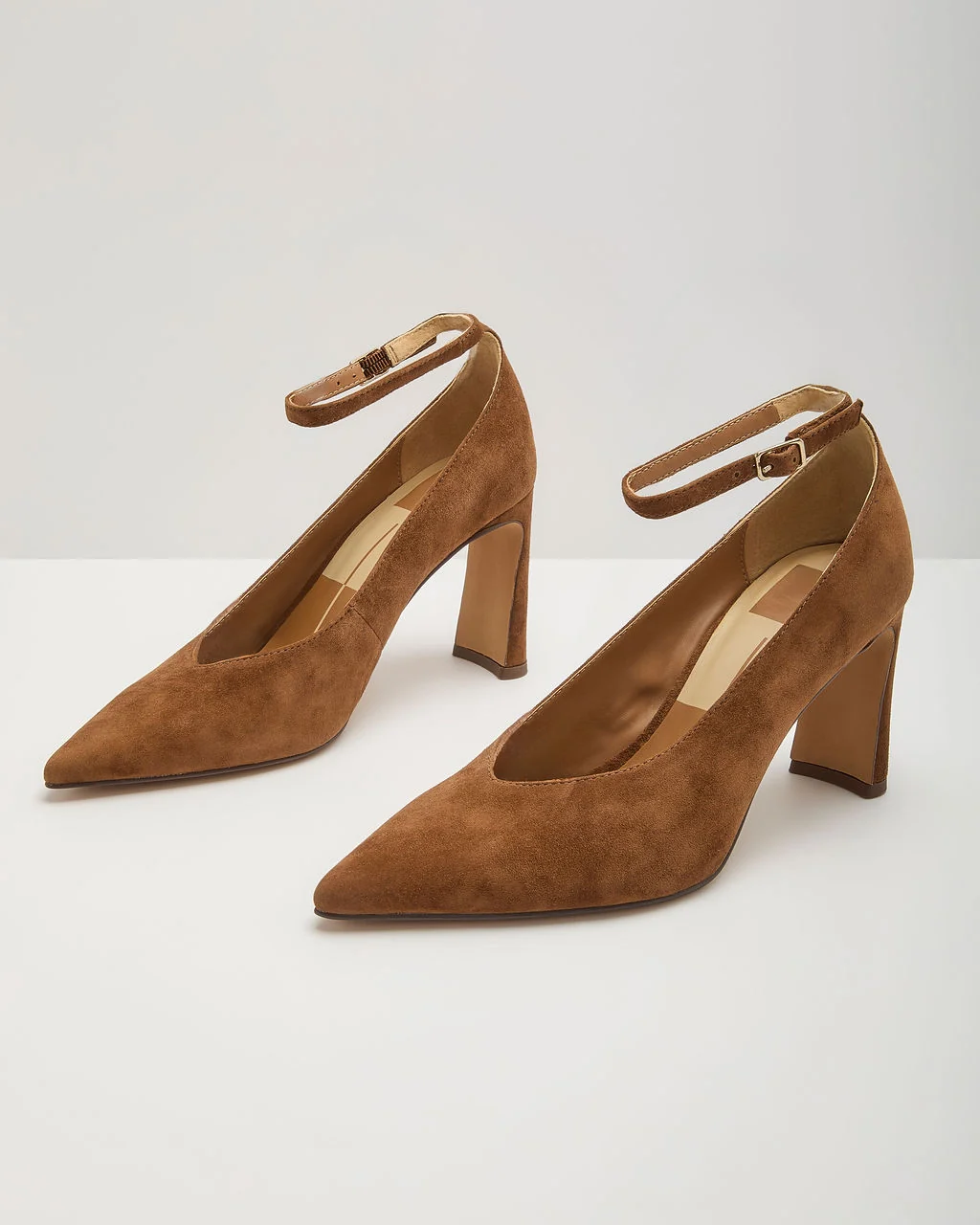 Joelyn Faux Suede Sculpted Block Heel Pumps