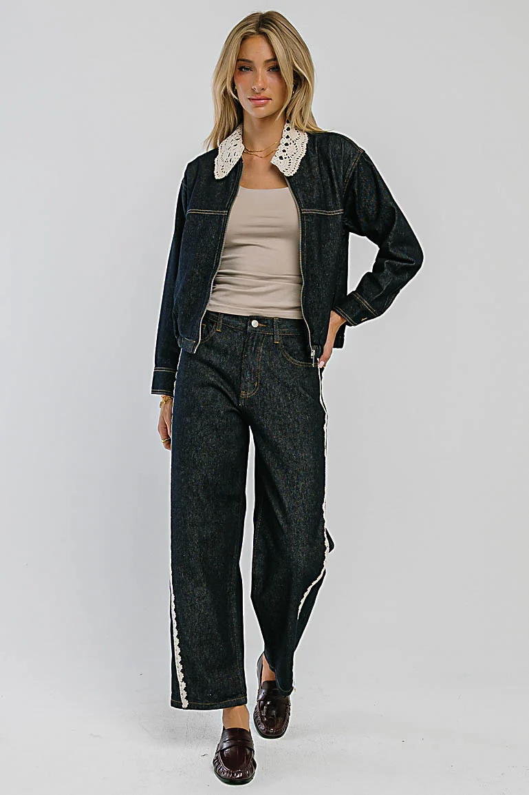 Lucca Crochet Trim Barrel Jeans