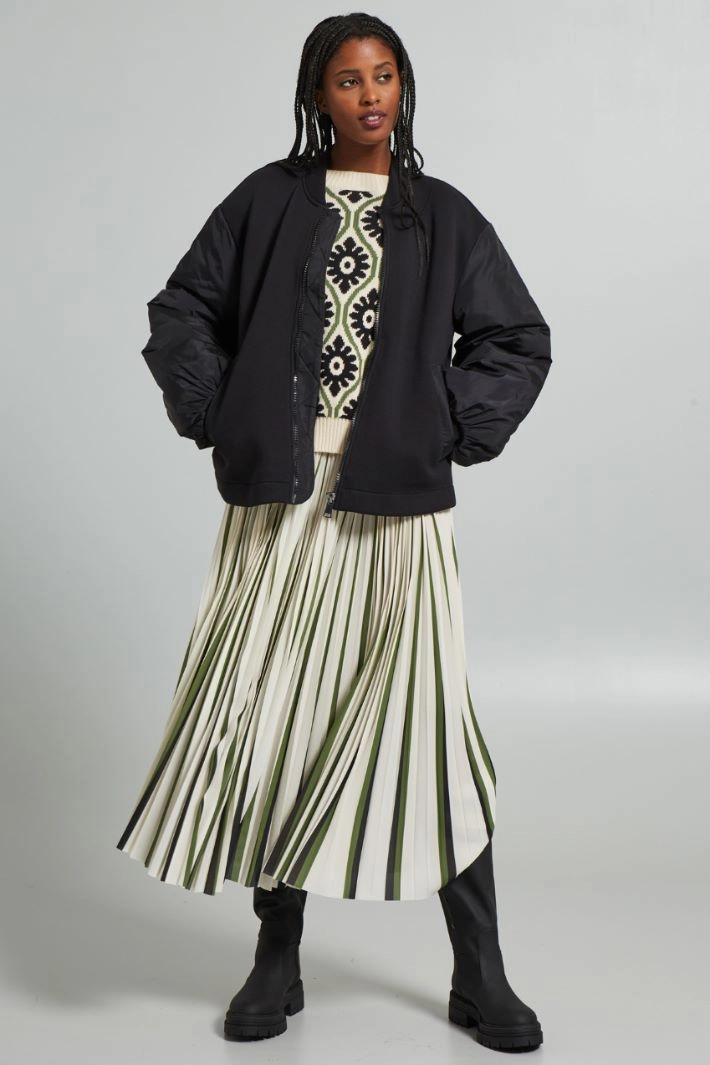 Flared jersey bomber jacket - BLACK