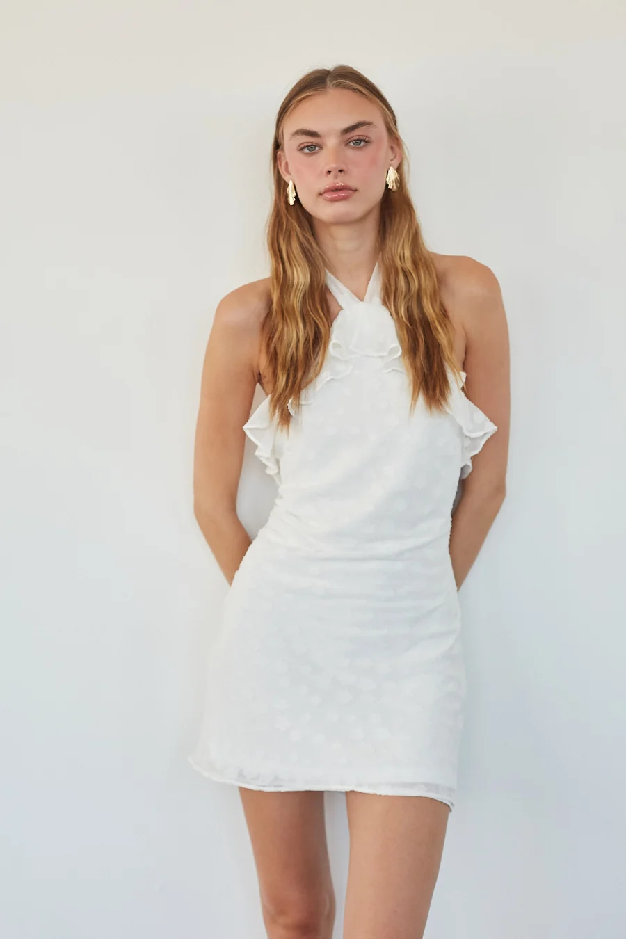 Natalia Ruffle Halter Mini Dress