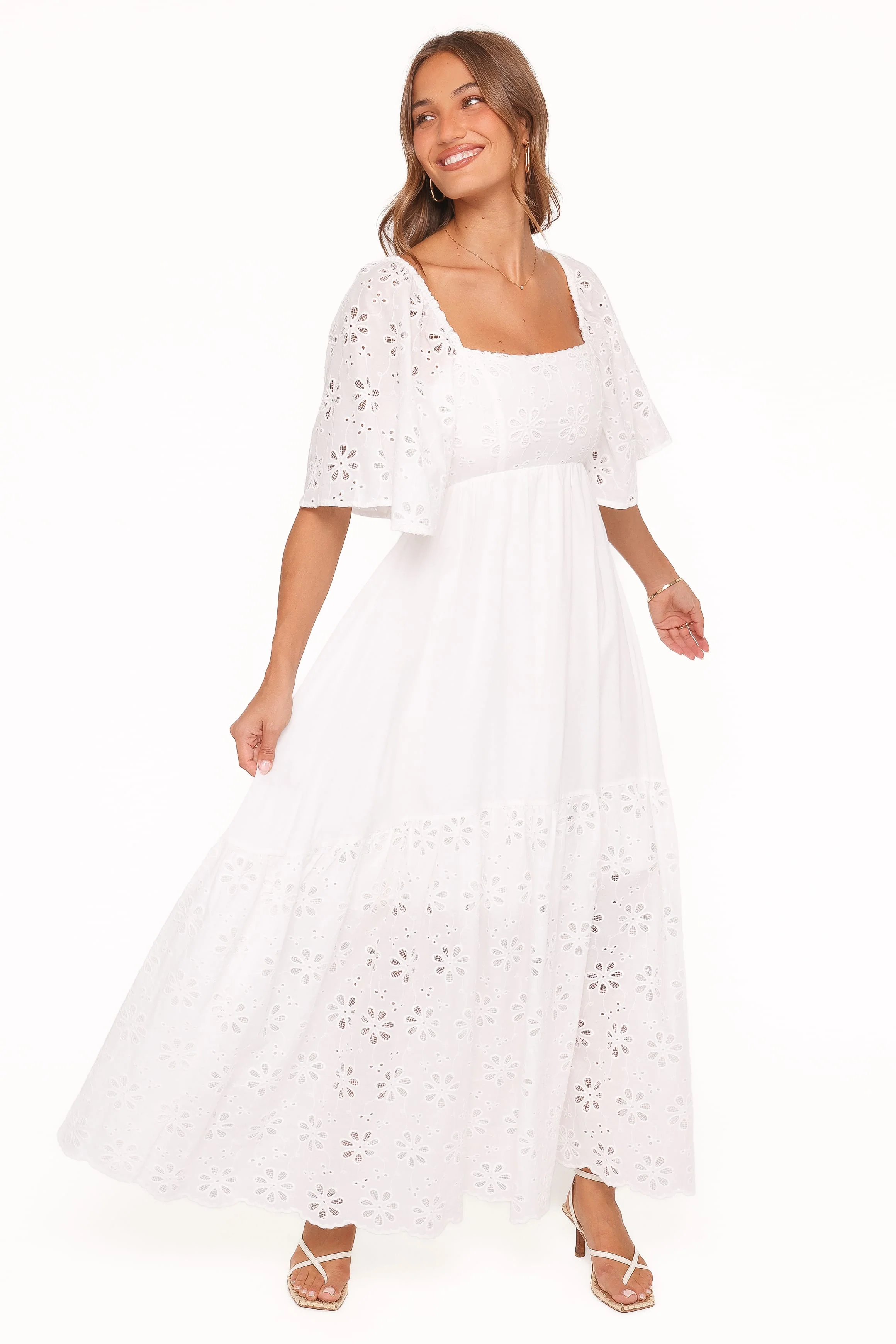Xana Maxi Dress - White Broderie