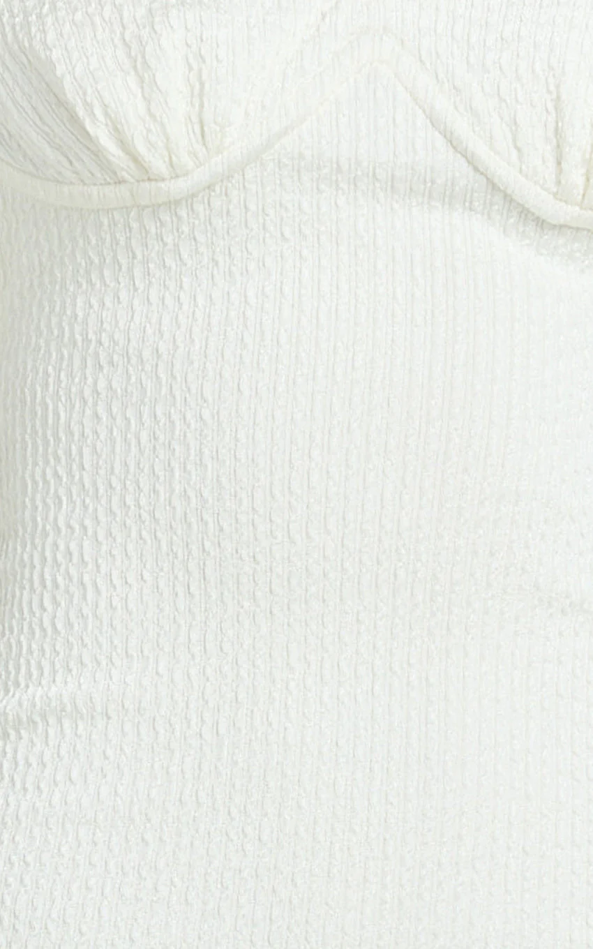 Anziel Maxi Dress - Underwire Off Shoulder Backless Column Jersey Tie Back in Off White
