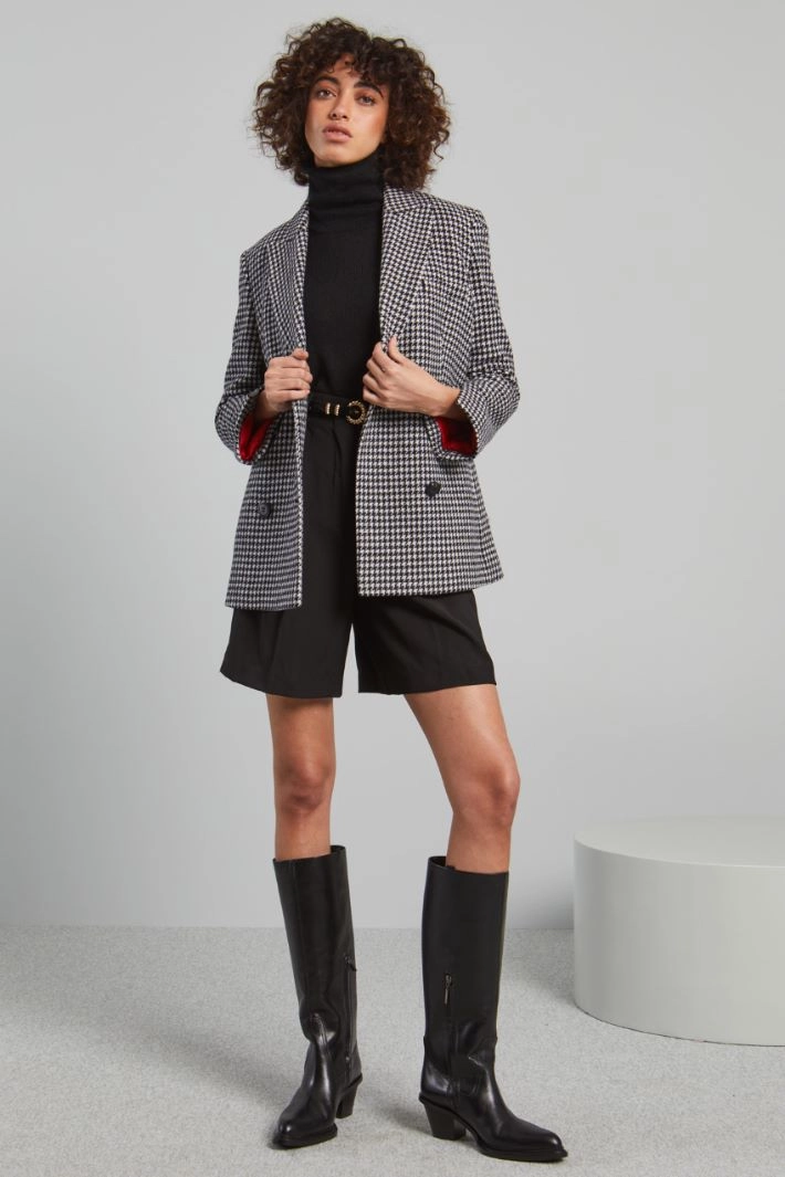 Double-breasted peacoat - BLACK WHITE RED