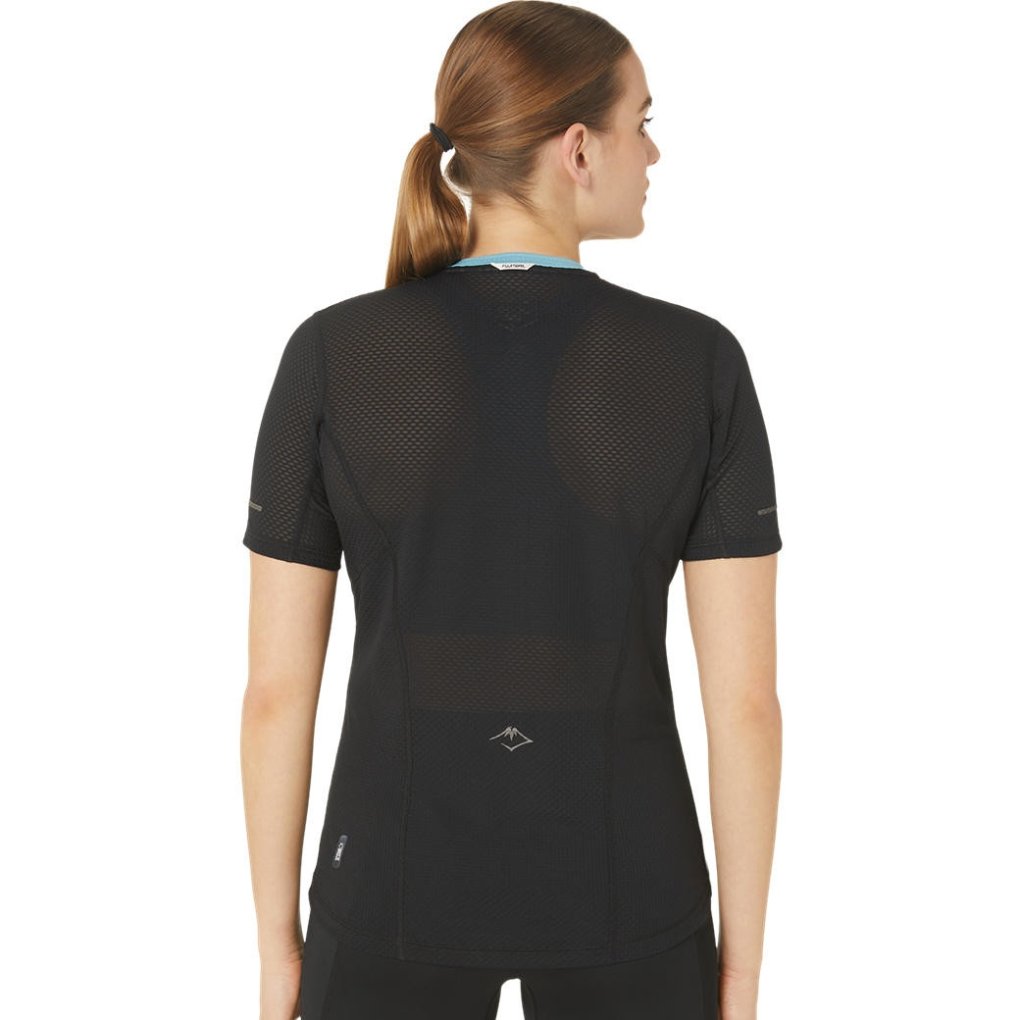 asics Fujitrail Shortsleeve Top Women - performance black/gris blue