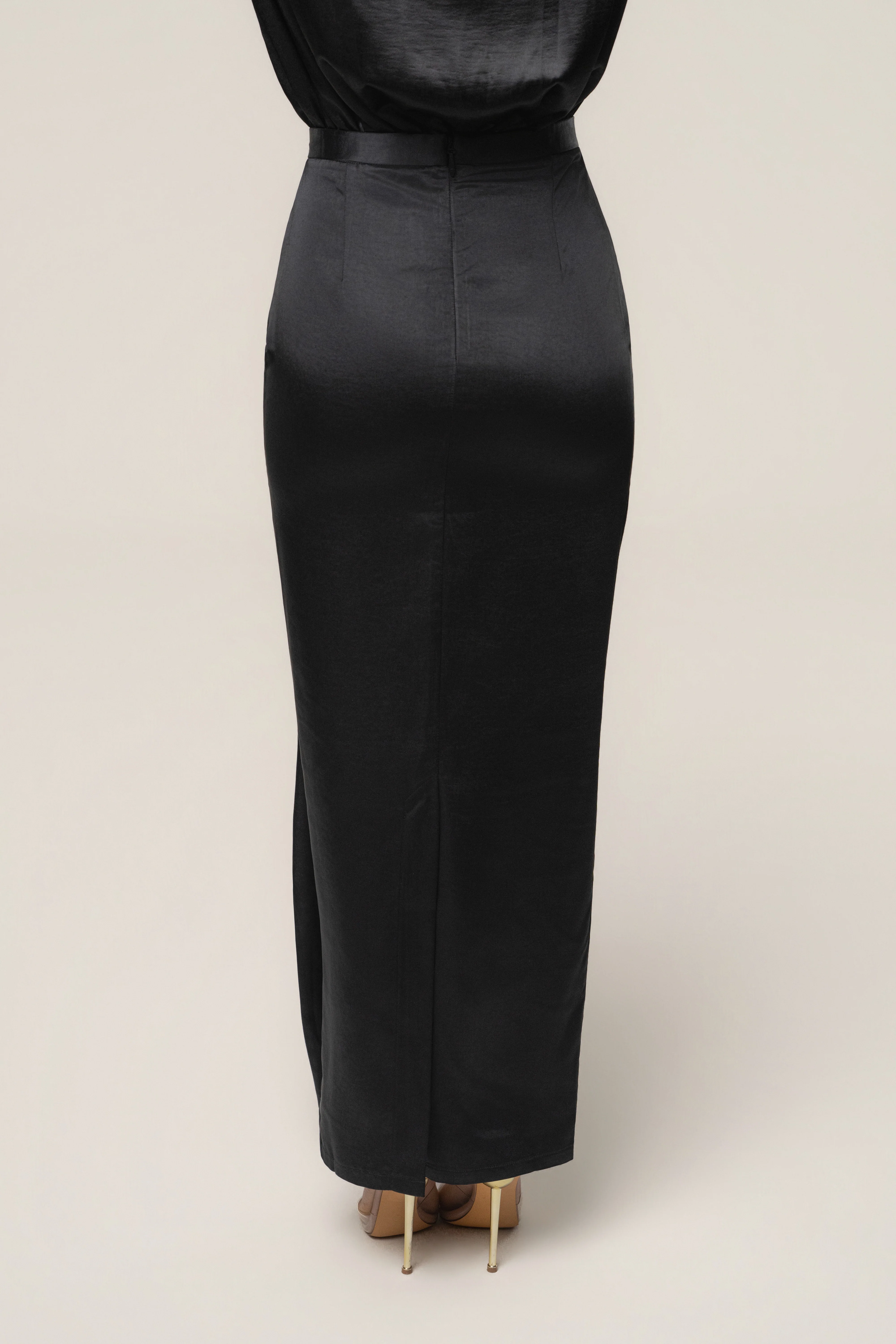 Black Midnight Mirage Satin Skirt