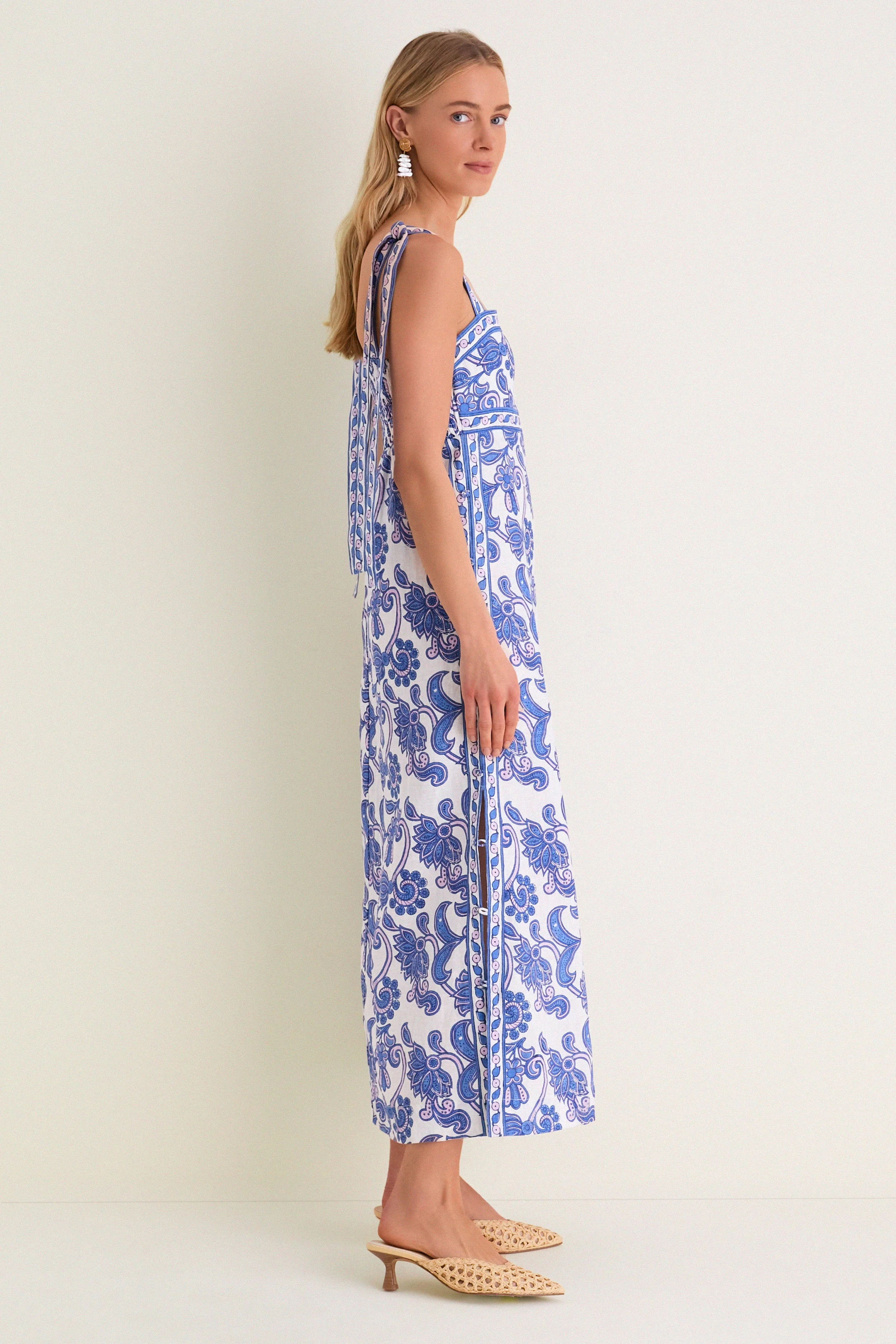 Brocade Azul Tali Maxi Dress