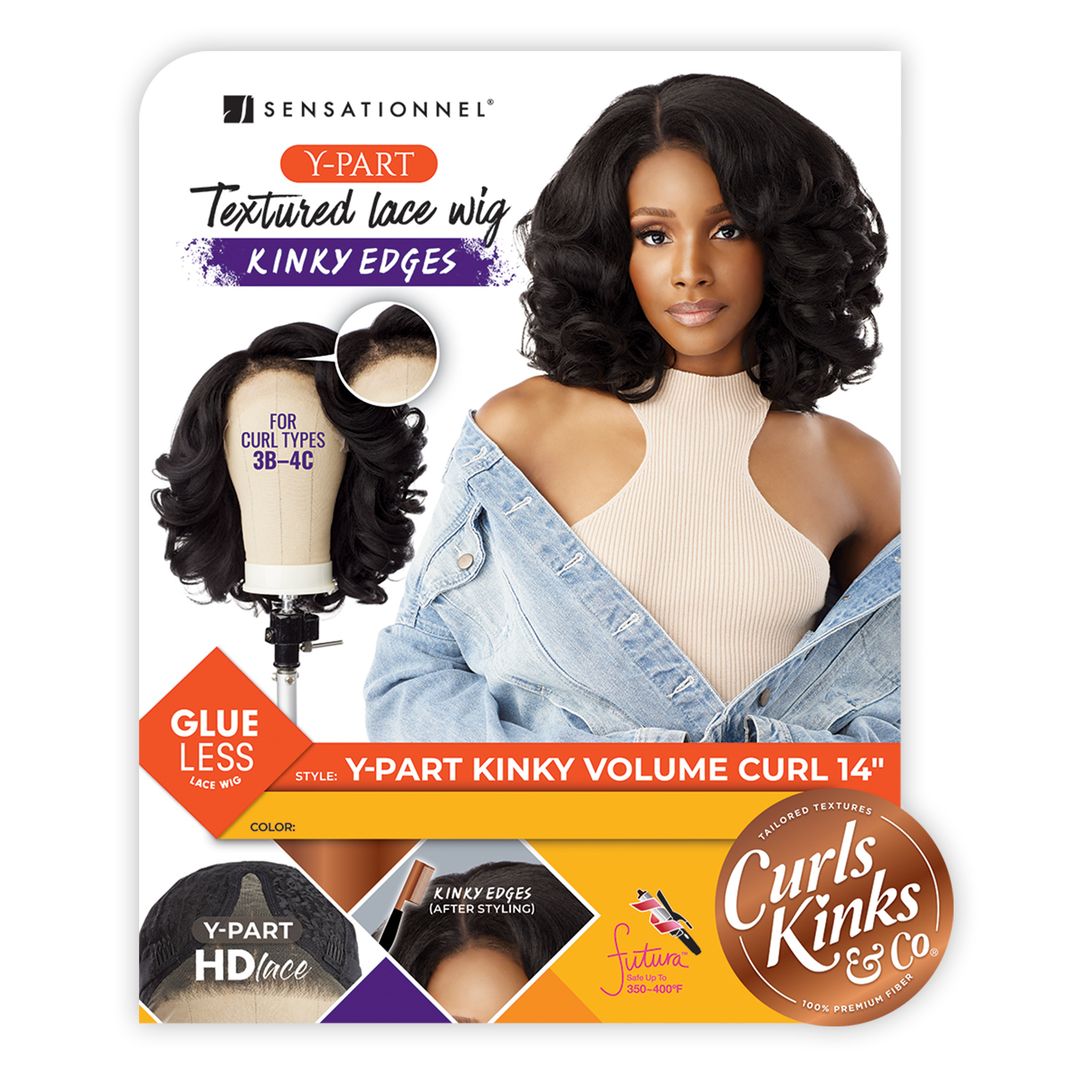 Sensationnel HD Lace Front Wig Curls Kinks N Co Glueless Kinky Edges Y-Part Kinky Volume Curl 14