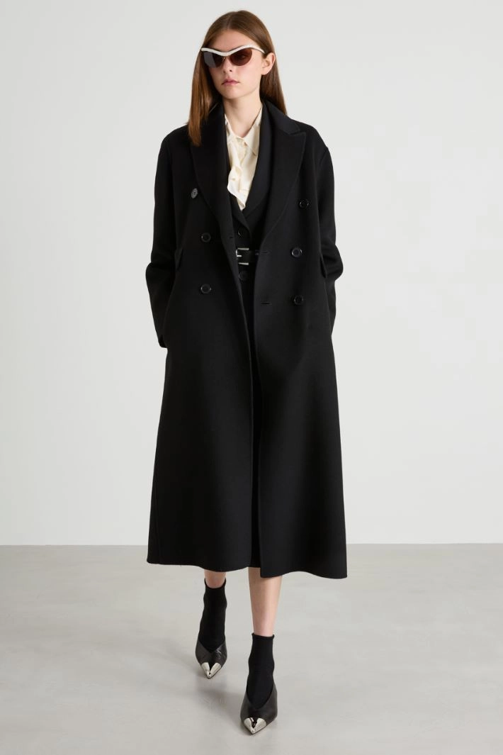 Wool drap coat - BLACK