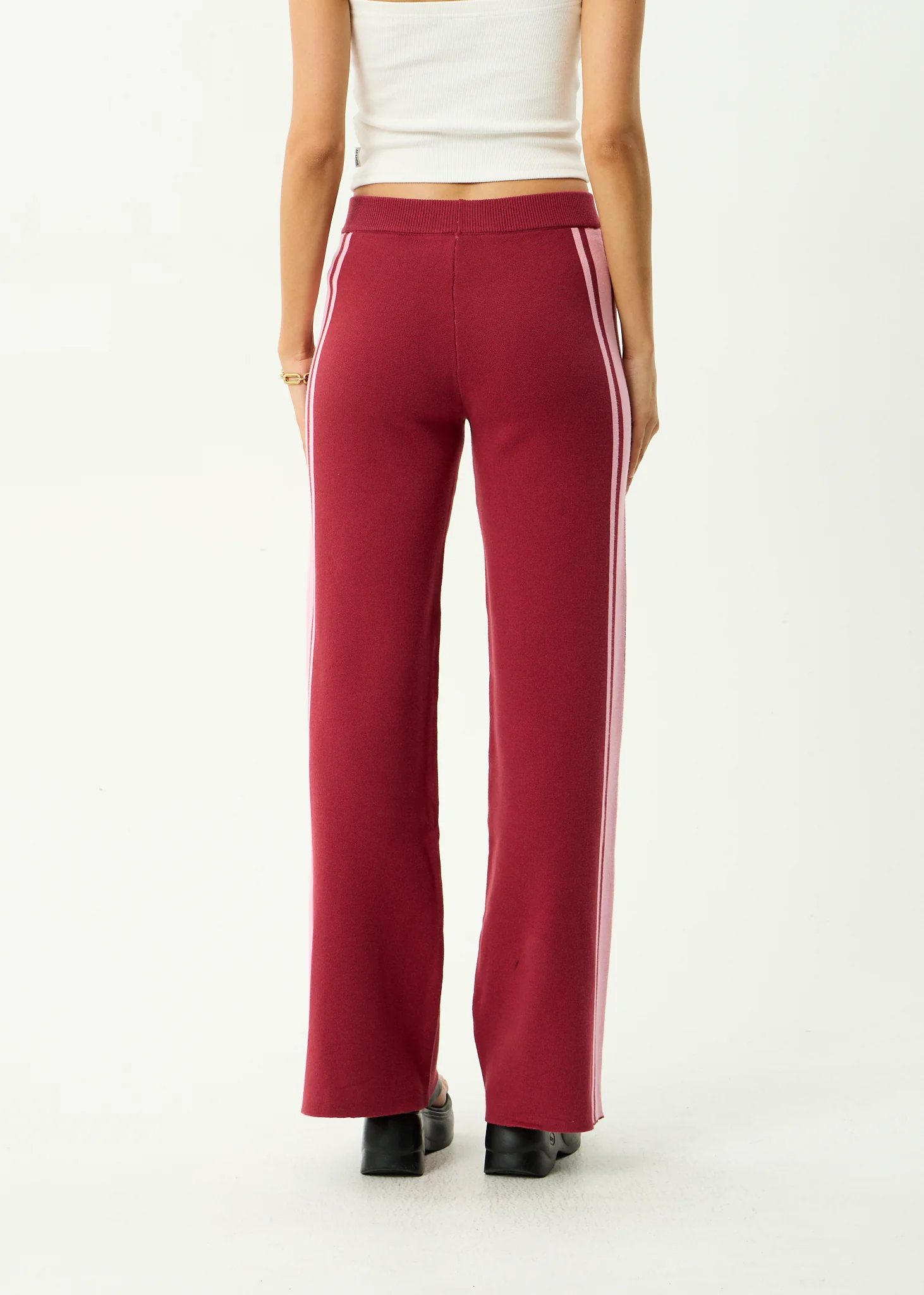 AFENDS Womens Sunny - Knit Pant - Burgundy