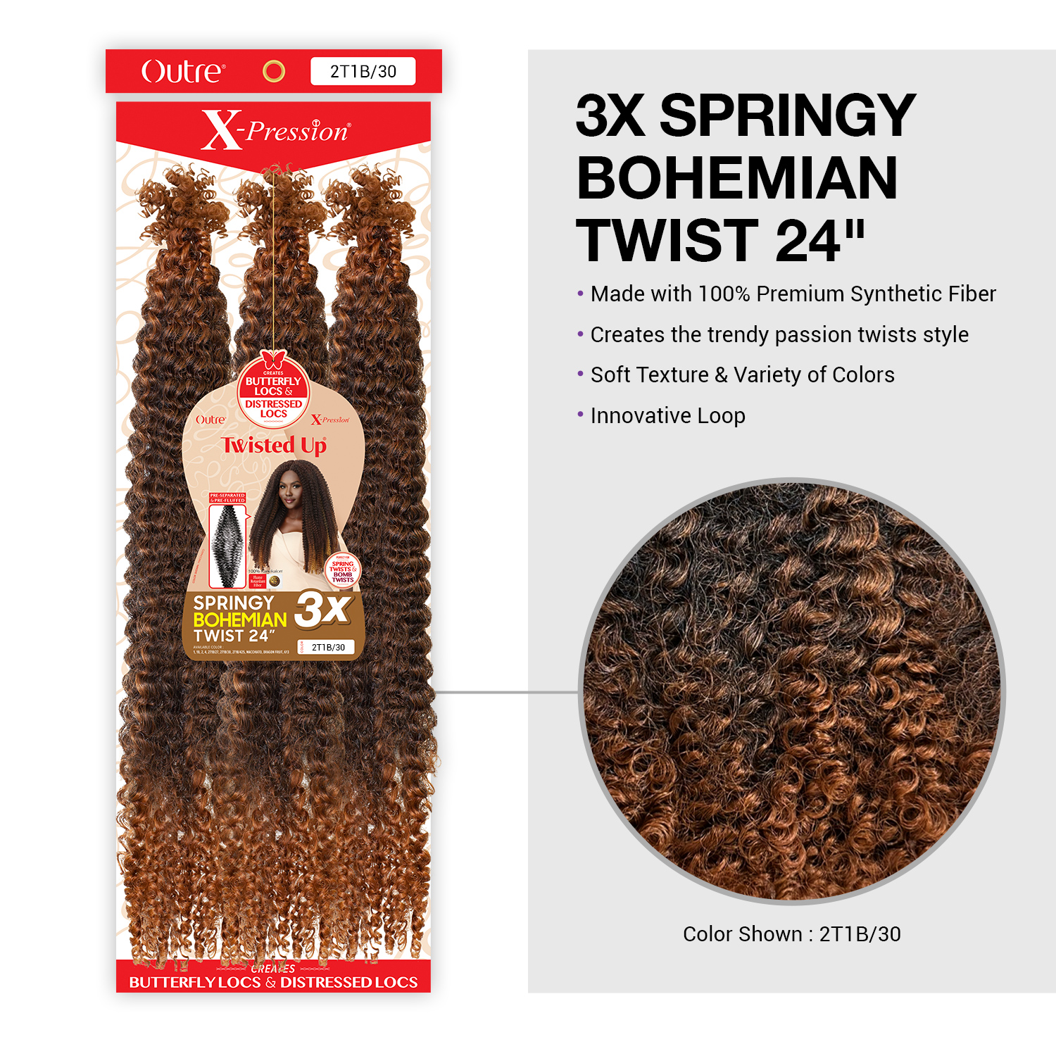 Outre Crochet Braids X-Pression Twisted Up 3X Springy Bohemian Twist 24