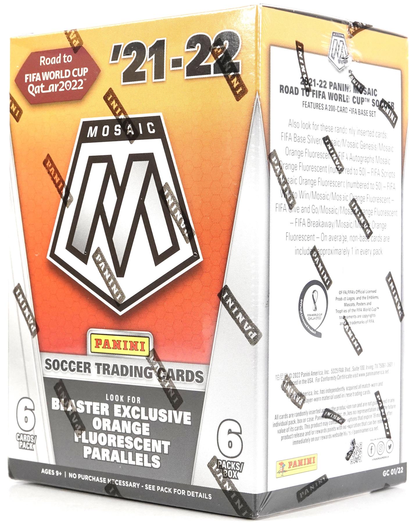 2021/22 Panini Mosaic Road to FIFA World Cup Soccer 6-Pack Blaster (Orange Fluorescent Parallels!)
